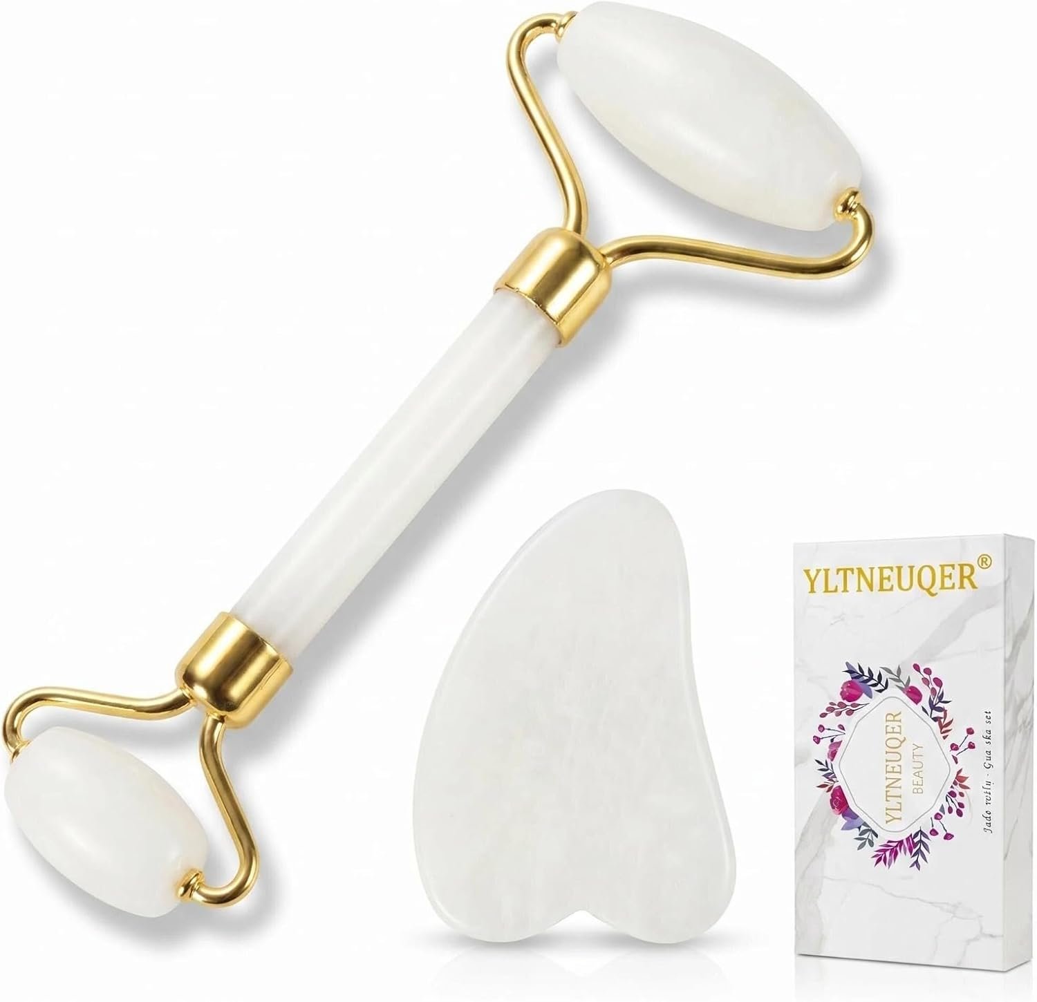 Gua Sha and Jade Roller Sets for Women Men Home Spa Stone Facial Guasha Jade Face Roller Massage Tool Set & Facial Skincare Tools Polished Stone Spa Gift