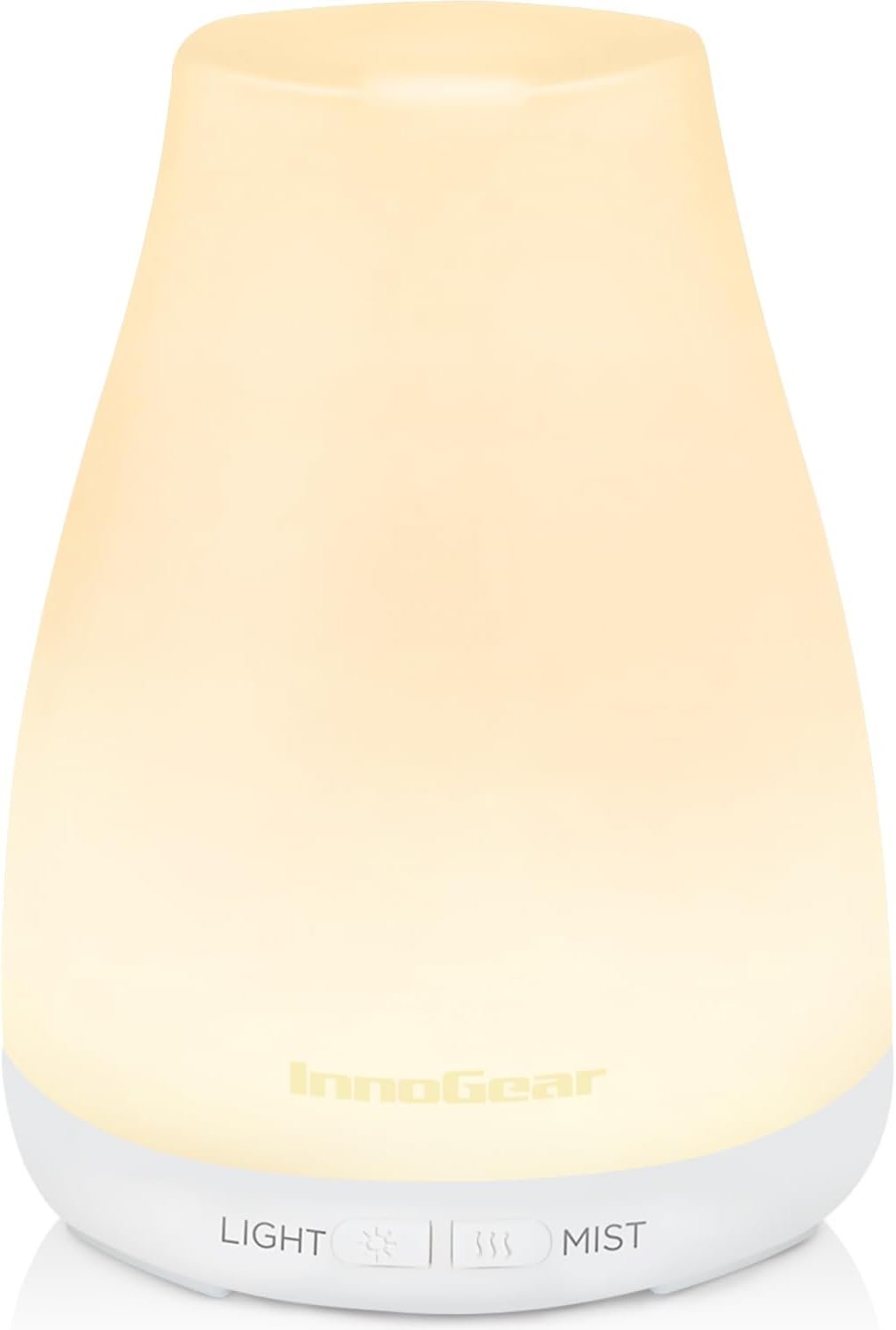 InnoGear Essential Oil Diffuser, Ultrasonic Diffusers for Home Aromatherapy Humidifier for Mother’s Gift Bedroom Room 7 Colors LED 2 Mist Mode Auto Off, Basic White
