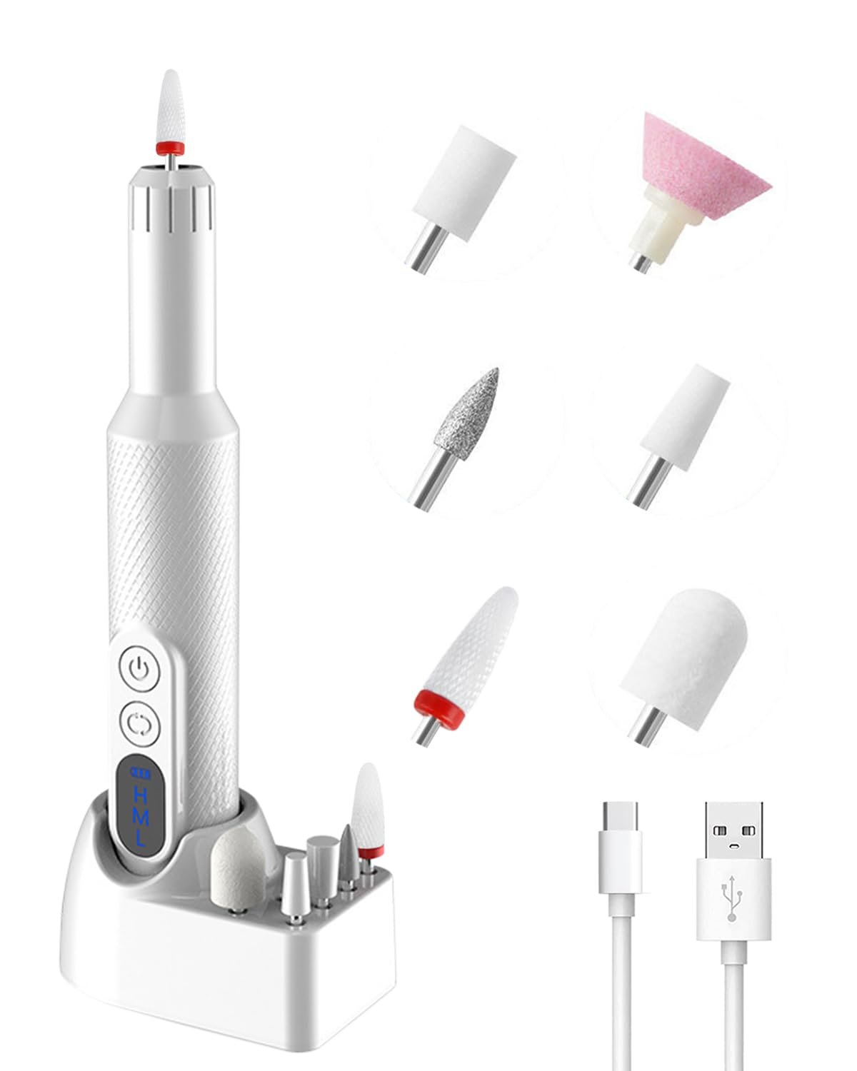 Portable Electric Nail Drill for Women – Efile Nail Grinder Tool for Fingers Toenails Acrylic Nails – 18000 PRM Rechargeable Manicure Pedicure Polishing Cuticle Nail Buffer for Home Salon Use