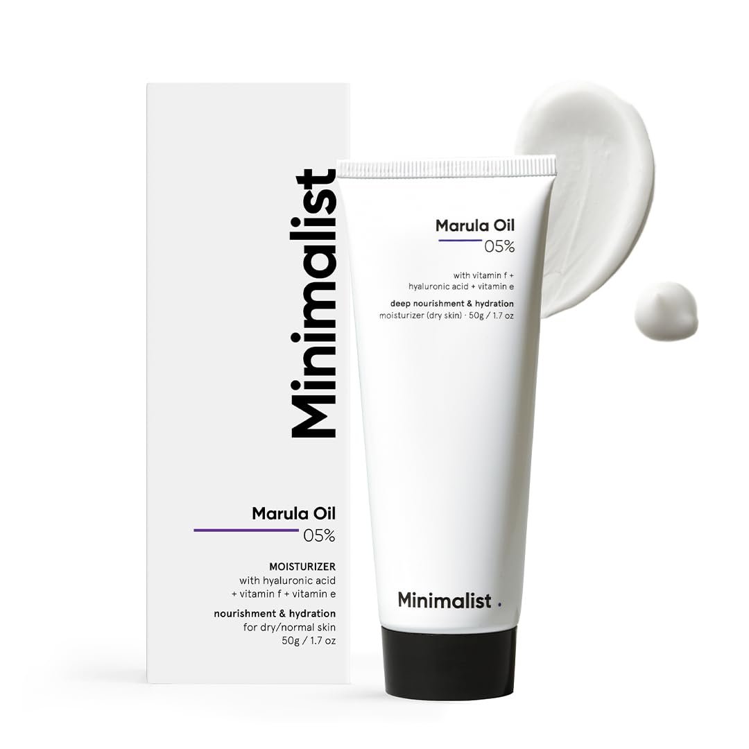 Minimalist Moisturizer for Dry Skin Marula Oil 5% With Hyaluronic Acid For Deep Nourishment & Hydration | Face Hydrating Moisturizer | For Women & Men | 1.7 Oz / 50 gm