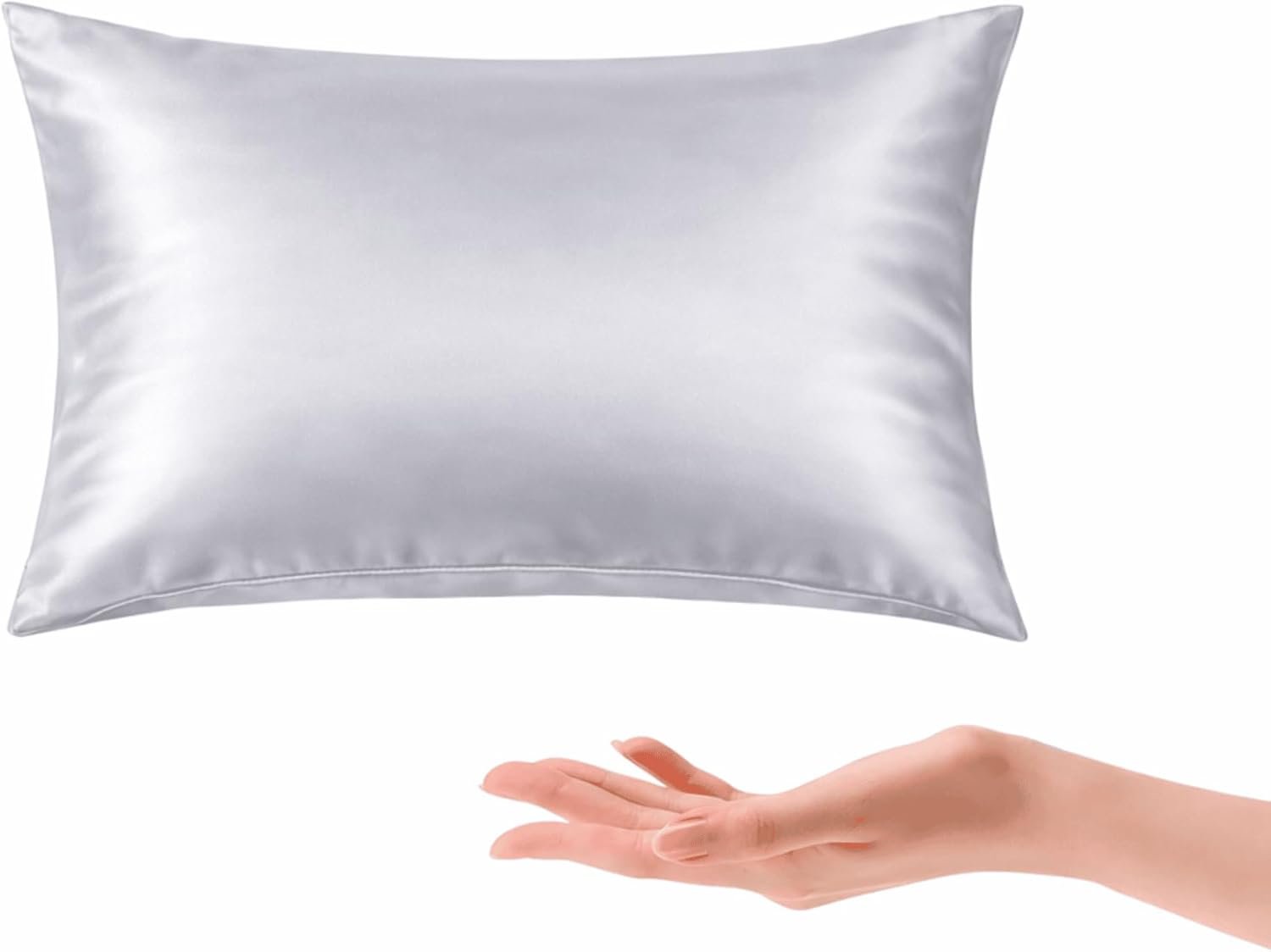 ROSEWARD 100% 22 Momme Mulberry Silk Small Pillow 10″x 13″ Made in USA, Organic Cotton Fill, Travel Size Mini Nap Pillow with Silk Pillow Case, Soft Tiny Little Pillow, Hypoallergenic (Gray)