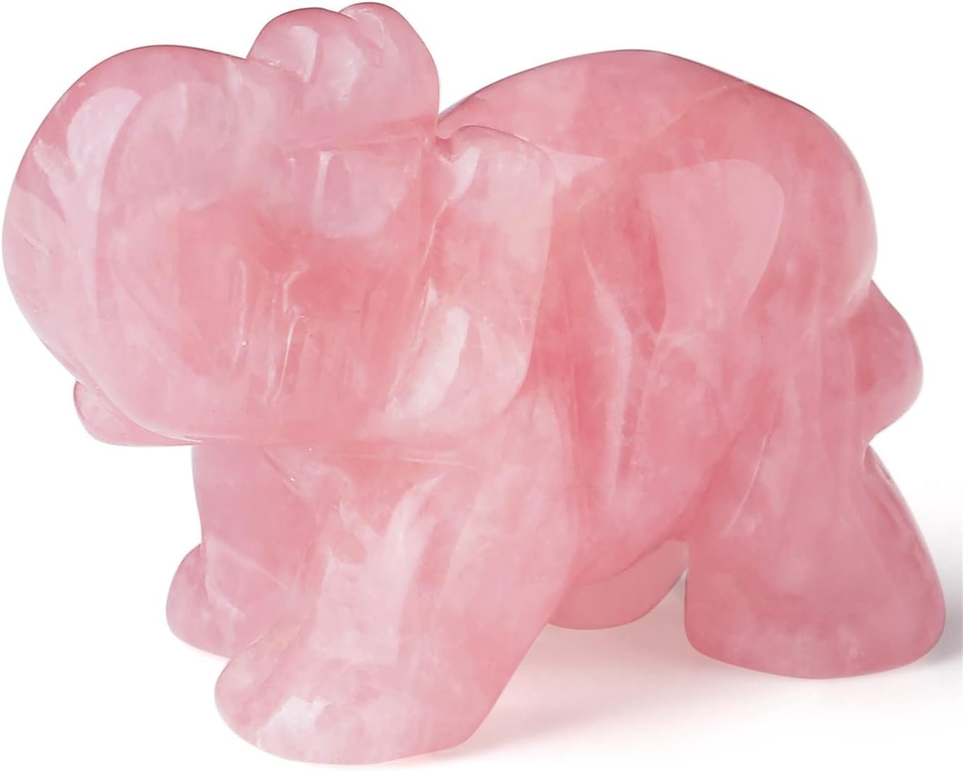 2″ Rose Quartz Elephant Decor Healing Crystal Pink Cute Natural Hand-Carved Polished Figurines Statue Gemstone Energy Hippie Home Room Office Desk Decoration Valentine’s Day Gifts for Women