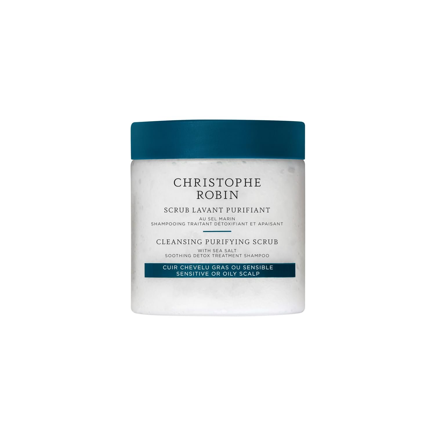 Christophe Robin Purifying Scalp Scrub with Sea Salt – Deep-Cleansing Detox Exfoliating Treatment for Oily Roots & Sensitive Scalps, Removes Build-Up & Soothes Irritation