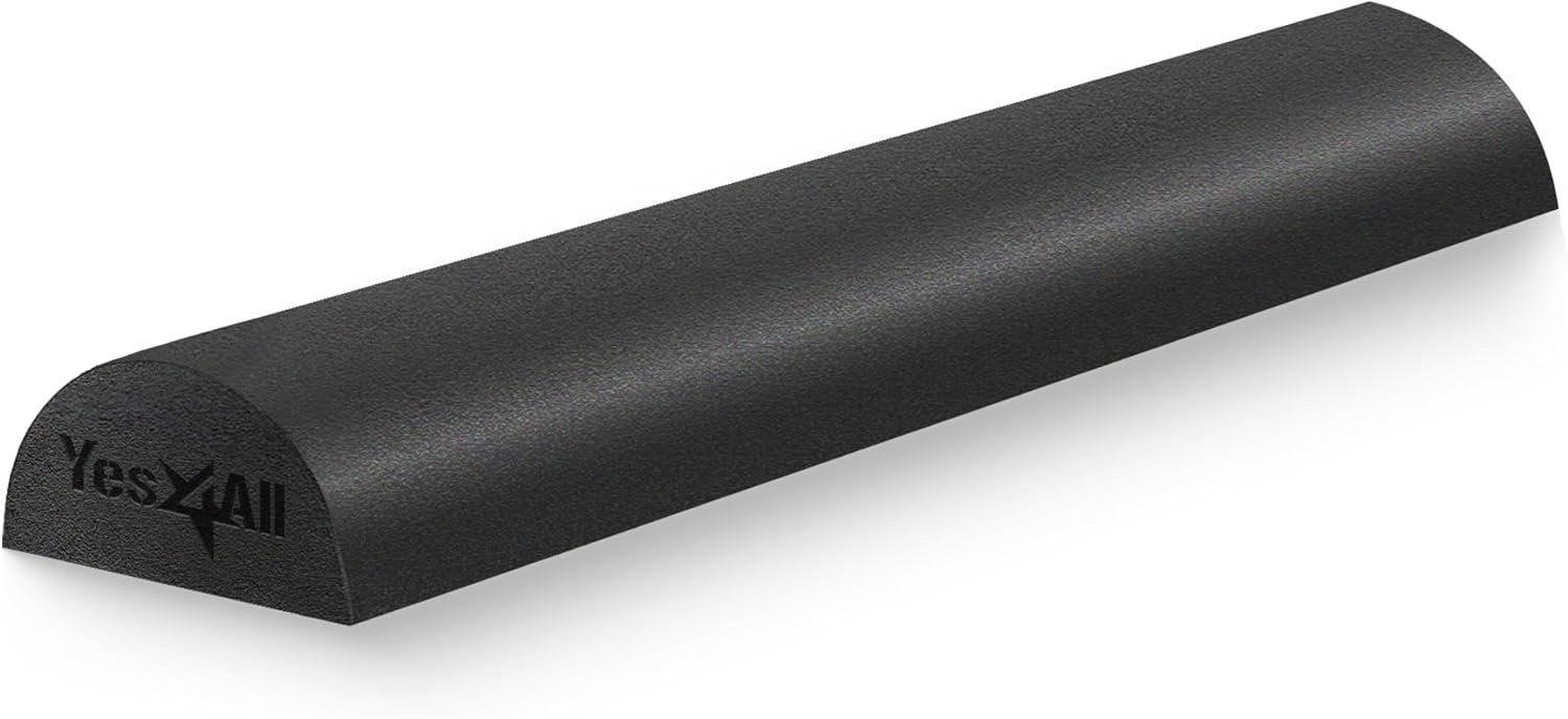 Yes4All Medium Firm PE Half Foam Rollers for Post-Workout Relaxation, 12/18/24/36 inch Foam Roll for Back Massage & Yoga Exercise – Black 24in