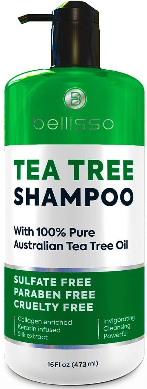 Tea Tree Oil Shampoo – Sulfate and Paraben Free with Collagen Keratin – Ideal for Women and Men with Oily Hair and Scalp Buildup – Anti Dandruff Treatment for Itchy, Dry Scalps – Salon Grade Products