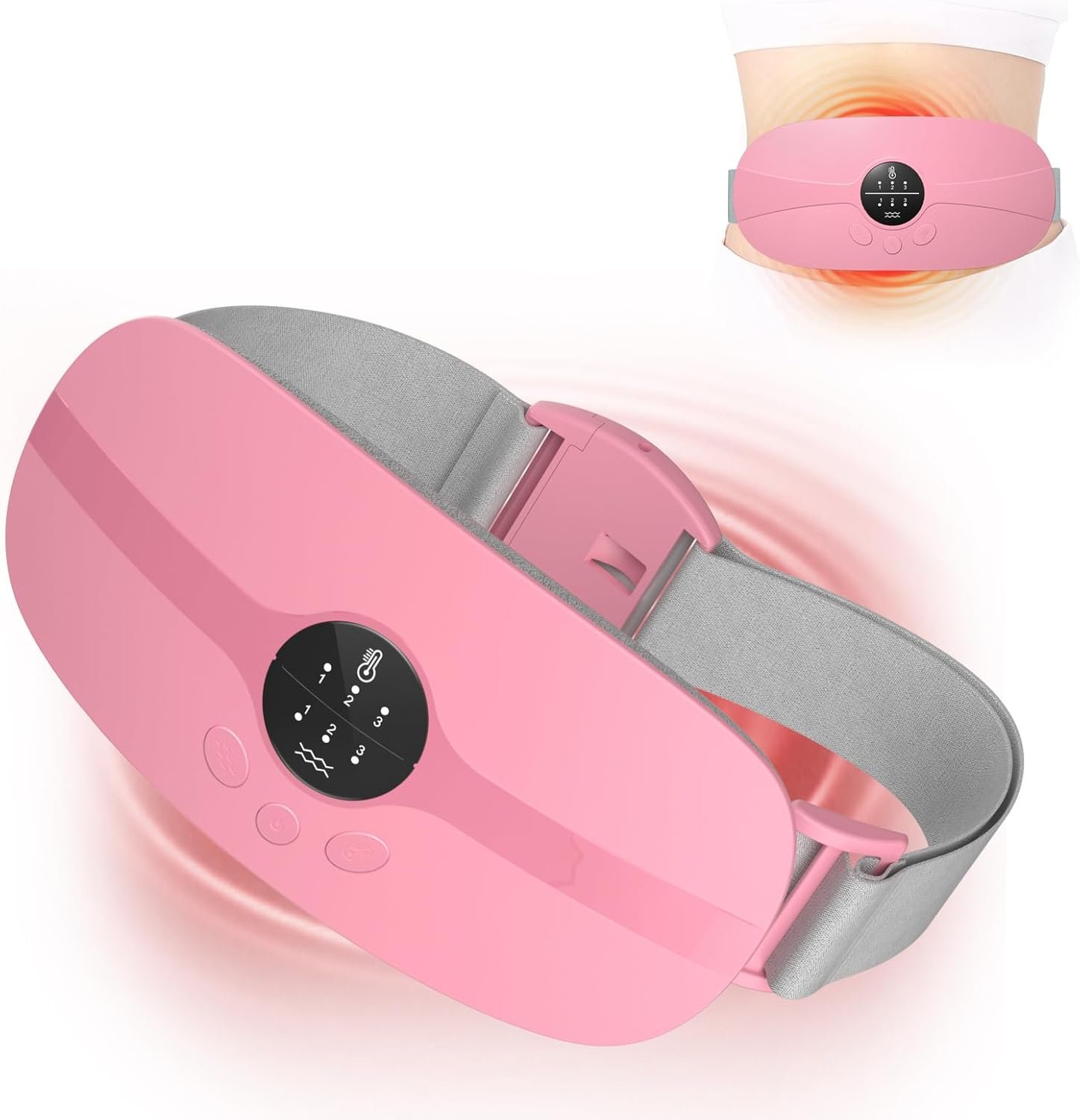 HOTBAG Heating Pad for Period Cramps Portable Cordless 3S Fast Period Heating Pad Cramp Relief with 3 Heat Levels and 3 Massage Modes Menstrual Electric Waist Wrap Belt for Pain Relief Gifts for Her