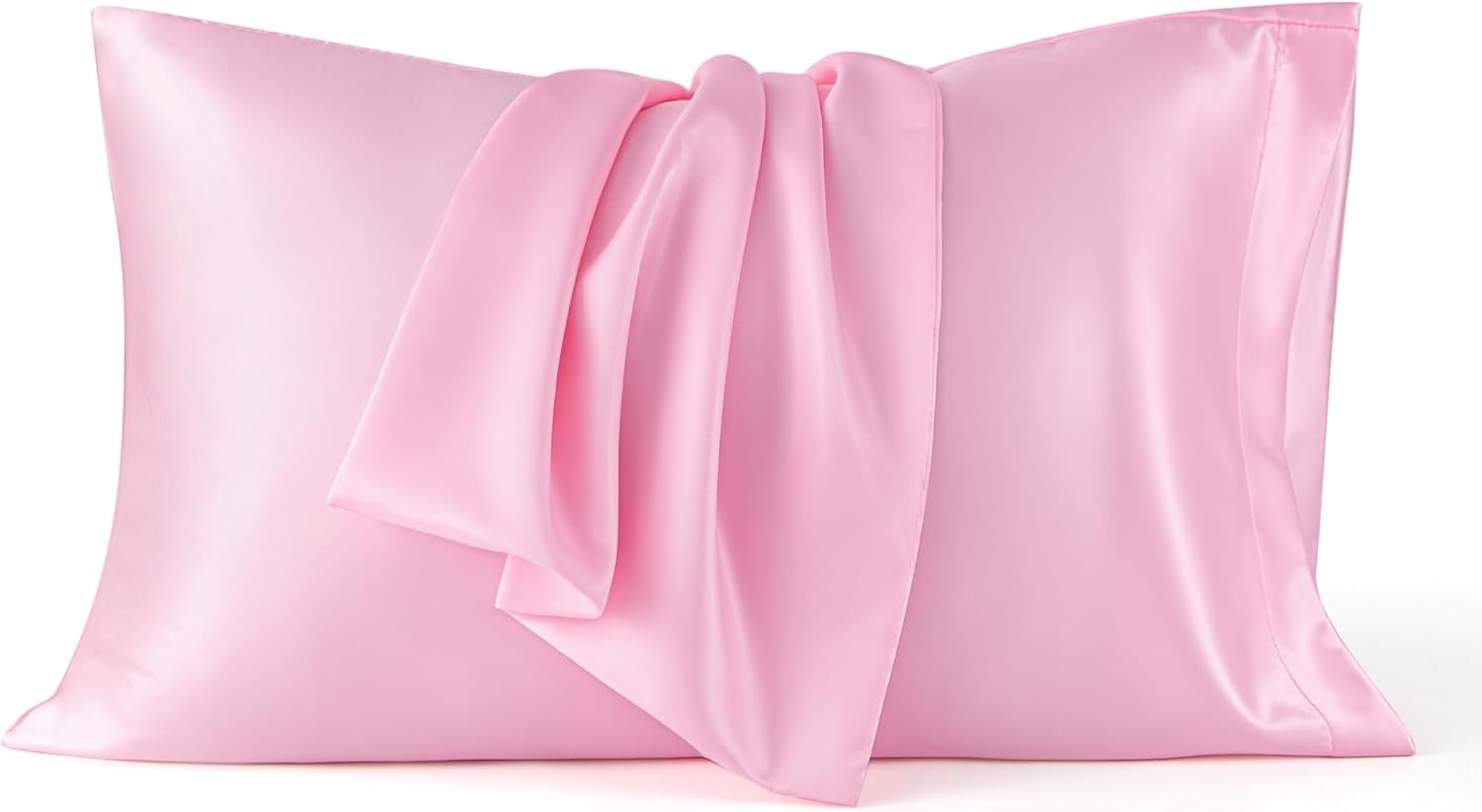Bedsure Satin Pillowcase for Hair and Skin Queen, Similar to Silk Pillow Cases, Valentine Pillow Covers Set of 2 with Envelope Closure, Pink Room Decor Essentials, Gifts for Women Girls 20×30 Inches