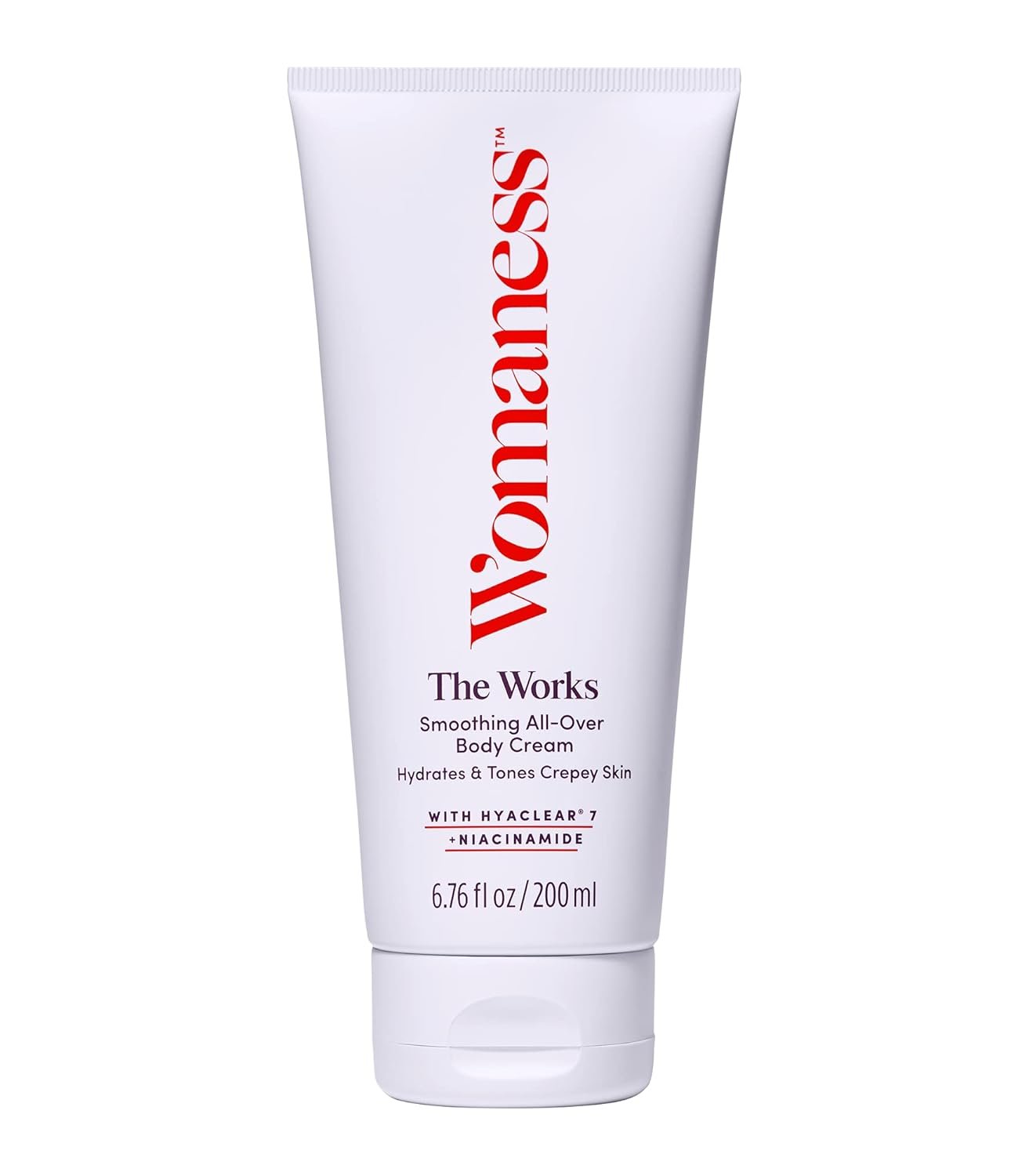 Womaness The Works All-Over Toning Body Cream, Firming Body Lotion for Women, Hydrating Body Lotion for Dry Skin with Niacinamide & Hyaluronic Acid, Anti-Aging Skin Tightening, Menopause Care – 200 ml