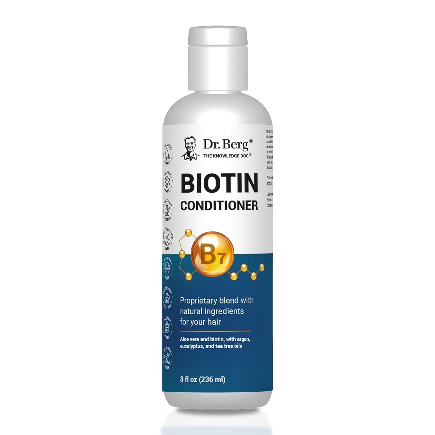 Dr. Berg Biotin Conditioner for Men & Women (Improved High-Performance Formula) – Independently Tested & Certified Paraben- Sulfate- & Silicone-Free – Infused w/Biotin, Argan & Botanicals – 8 Fl oz