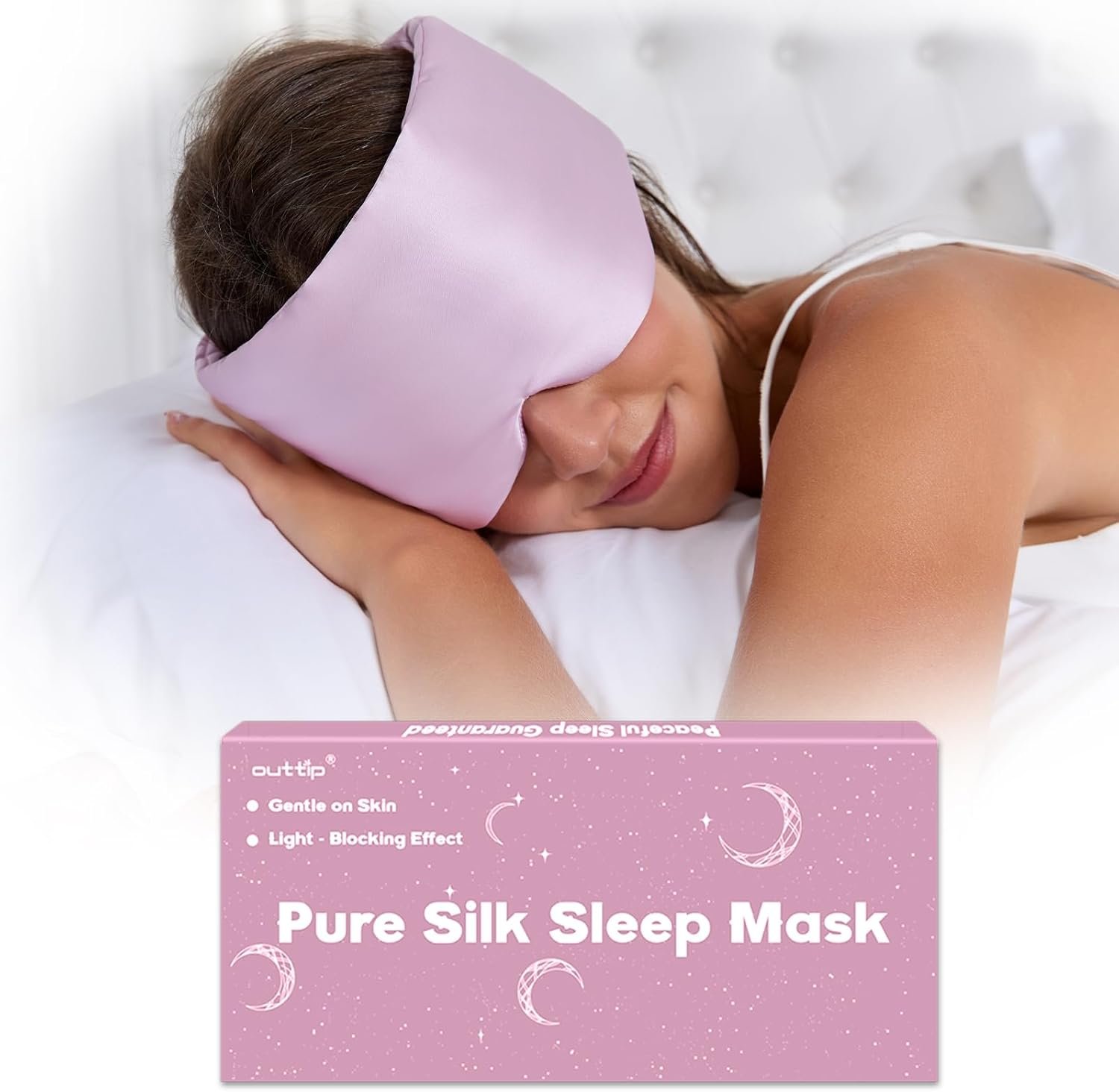 100% Mulberry Silk Sleep Mask for Women & Men Beauty Sleep, Adjustable Blindfold Silk Eye Mask for Sleeping Side Sleepers, Soft Pressure-Free Design for Home, Travel, Office, Nap