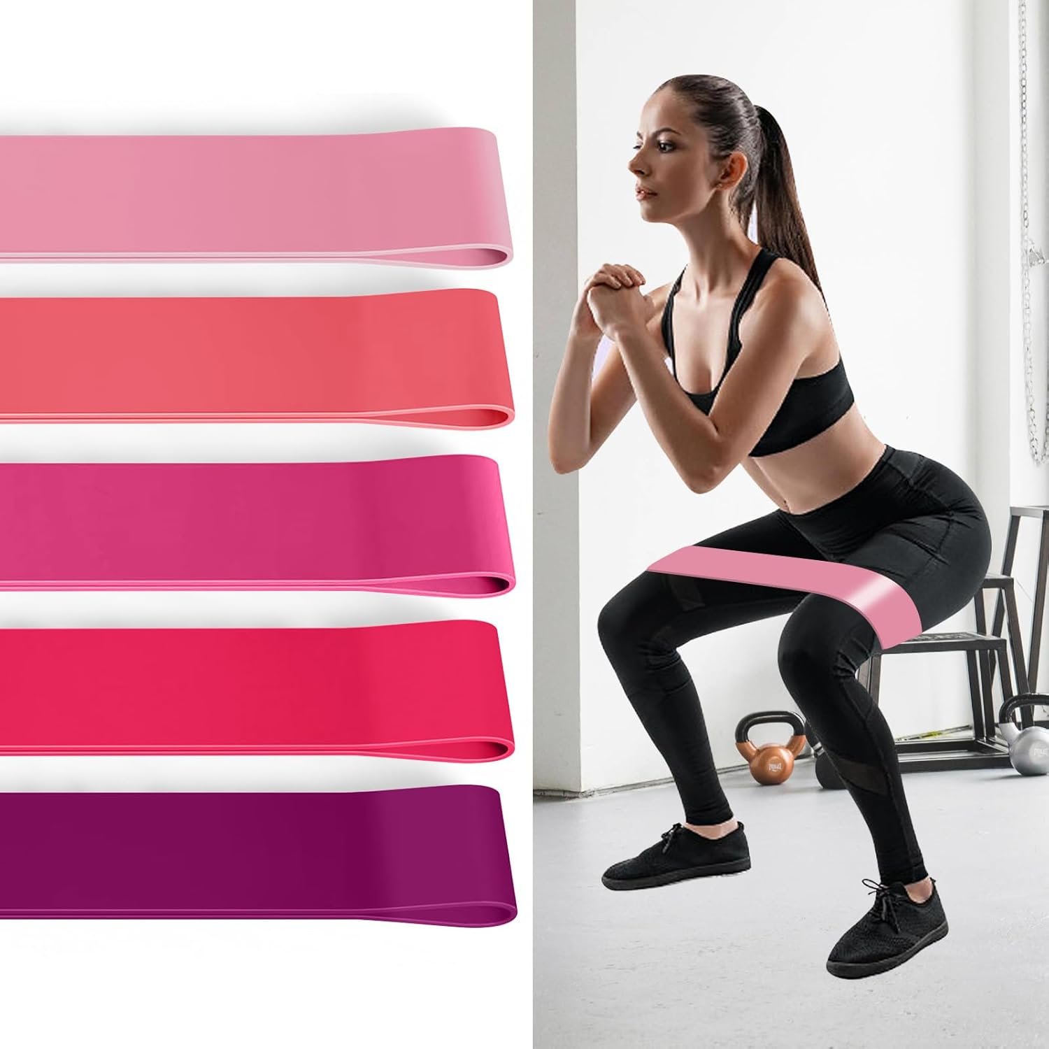 5PCS Resistance Bands Set – 5 Different Levels of Elastic Bands for Women and Men, Ideal for Fitness, Yoga, Strength Training