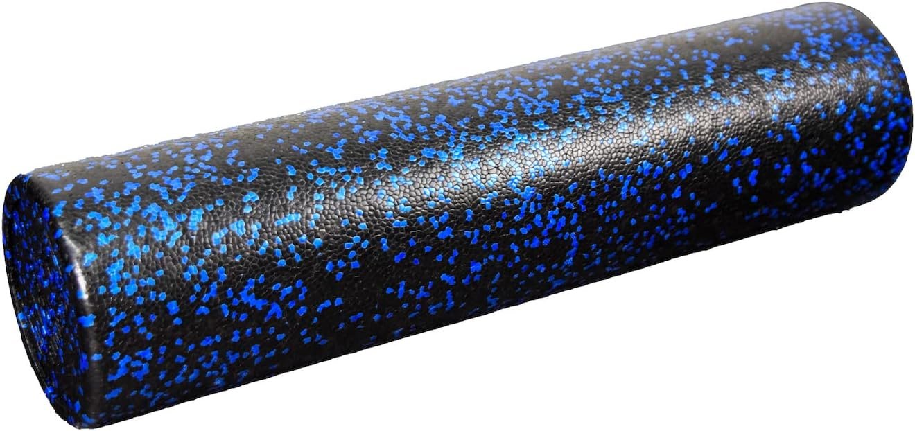High-Density Round Foam Roller for Muscle Soreness Recovery, Exercise, Massage – 18″, 24″, 36″ Blue Fleck (24 Inch)
