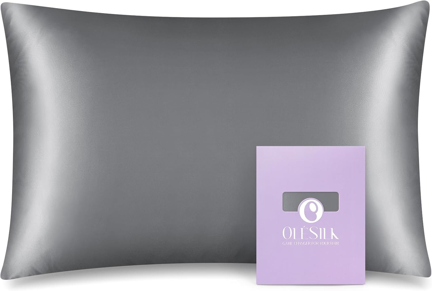 OLESILK 100% Mulberry Silk Toddler Pillowcase for Hair and Skin, Both Sides 19 Momme Pure Natural Silk Travel Pillow Cases with Hidden Zipper, 13″x 18″, Silver Grey