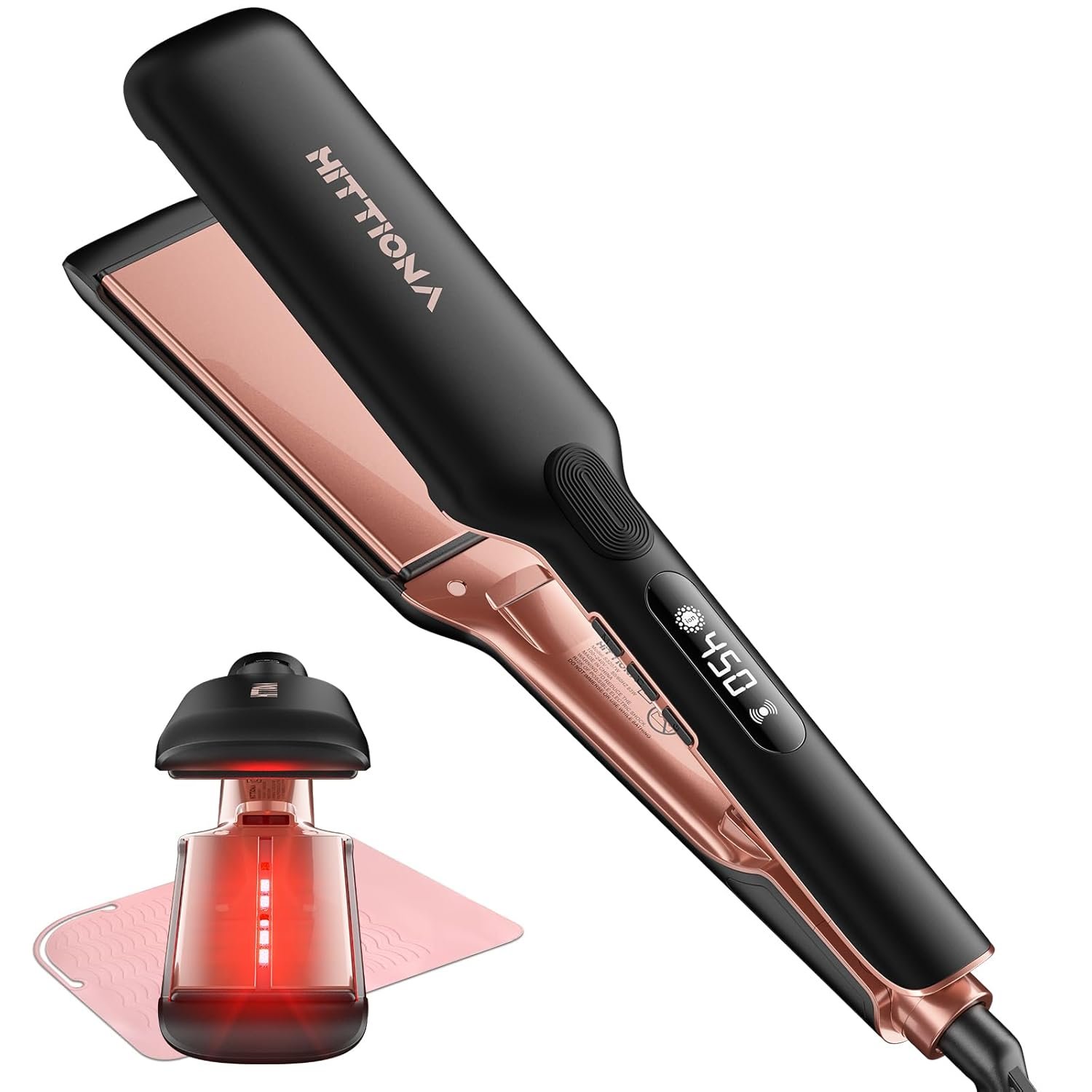 HITTIONA Professional 1.75” Wide Ceramic Hair Straightener, Infrared Flat Iron for Fast Styling, 5s Instant Heat Up for Thick & Long Hair, Anti-Frizz Ionic Tool, Worldwide Dual Voltage & Travel Ready