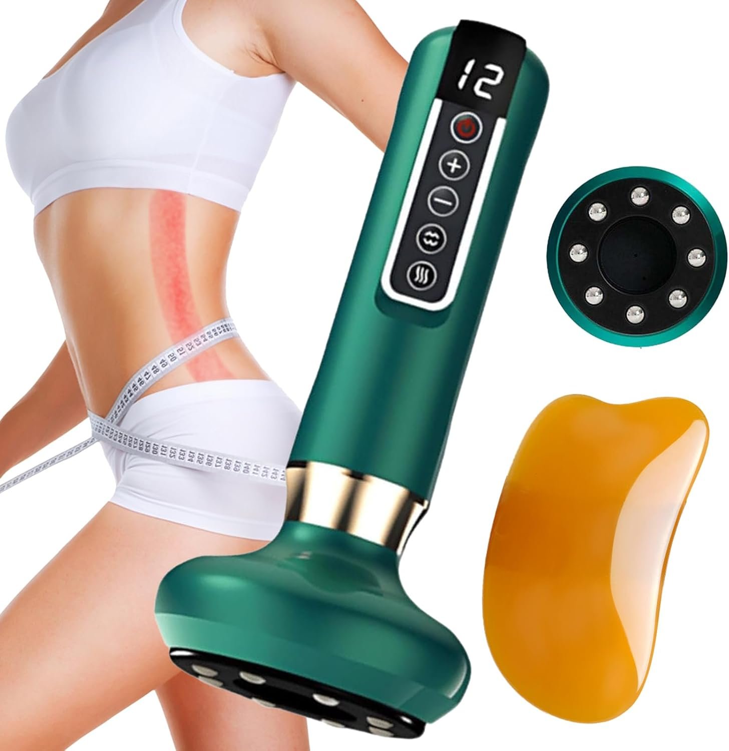 Electric Handheld Cellulite Massager with 12 Suction Modes, Cellulite Remover Tool for Legs, Belly, Thighs, Arms, Butt- Birthday, Christmas, Mothers Day, Valentines Day Gifts for Her Women (Green)