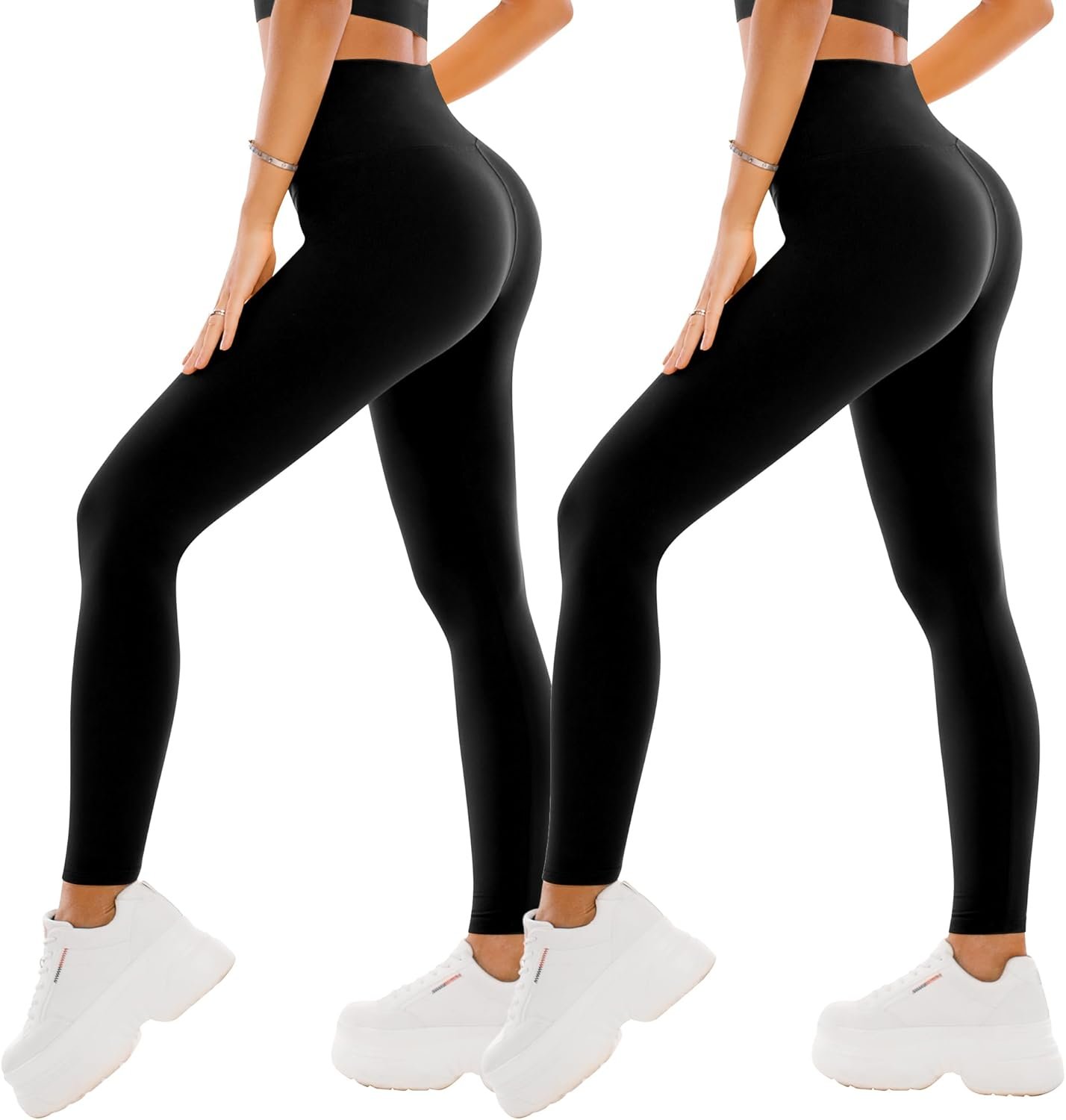 SINOPHANT High Waisted Leggings for Women – 2 Packs Buttery Soft Yoga Pants for Workout Athletic