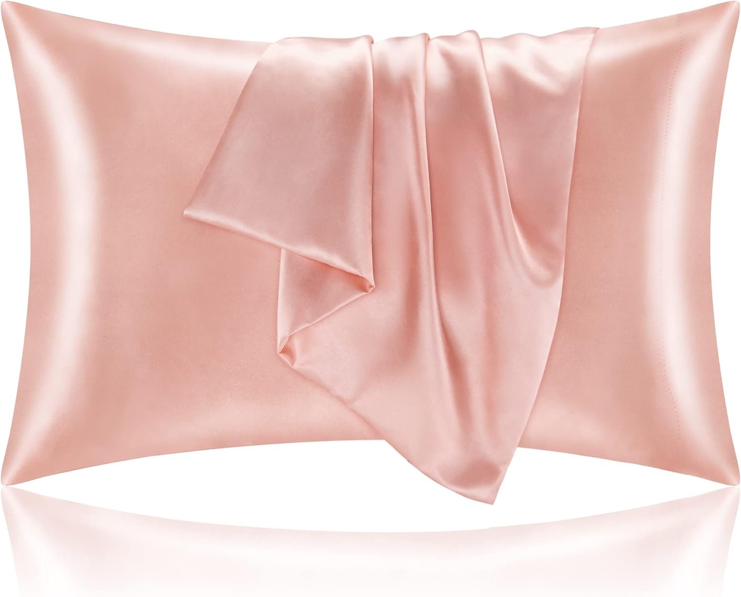 BEDELITE Satin Pillowcase for Hair and Skin, Super Soft and Cooling Similar to Silk Pillow Cases 2 Pack with Envelope Closure, Gift for Women Men(20″x26″ Standard Size, Coral)