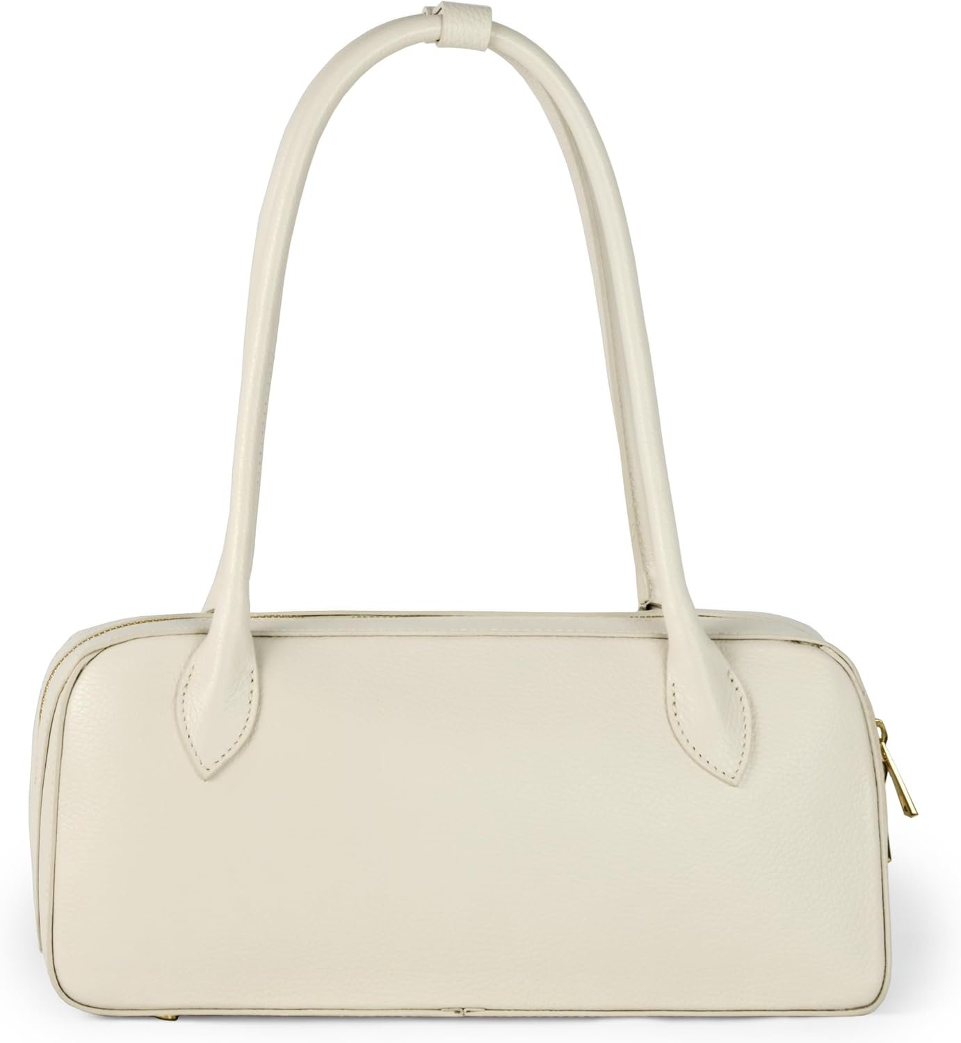 Italian Genuine Calf Leather Bag for Women with Top Handles and Zippered Top | Rectangular Shoulder Boston Purse