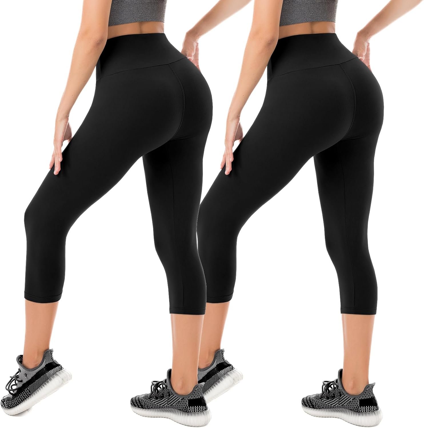 SINOPHANT Capri Leggings for Women – 2 Packs Buttery Soft Yoga Pants for Gym Athletic