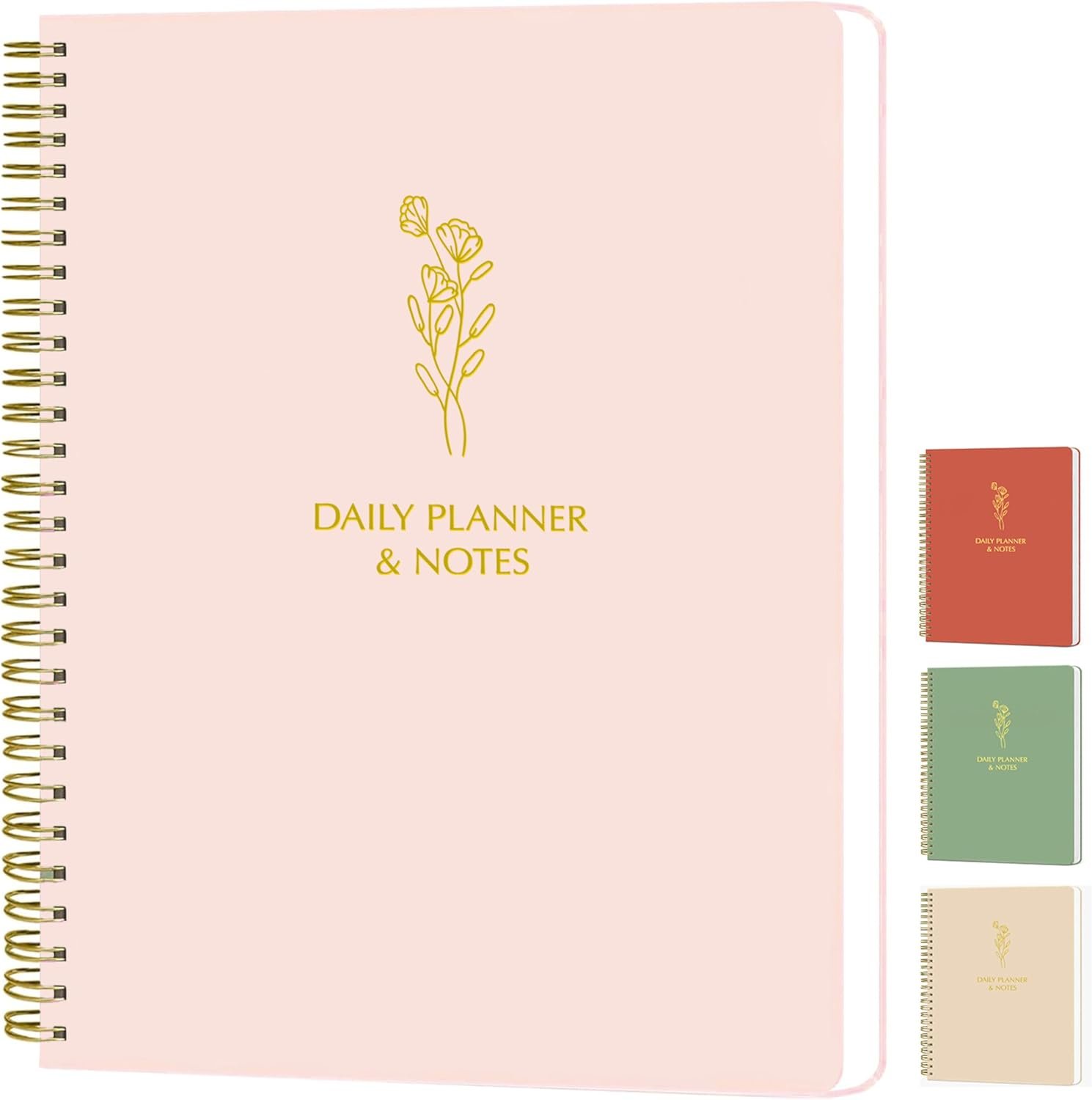 Simple Daily Planner Undated & To Do List Notebook: With Hourly Schedule – 6.5×9.25″ Blush Pink – Aesthetic Spiral Note book for Work and Life Tasks – Day & Hour Agenda, Organizer Notepad Journal