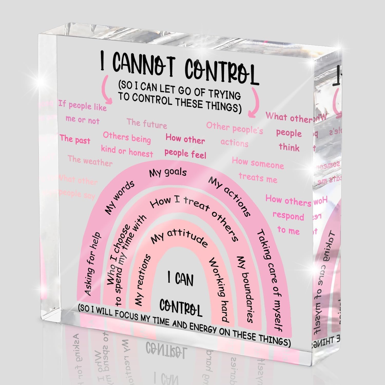 Mental Health I Can Control Decor, 4×4 Inch Pink Acrylic, Women’s Therapy Office Sign, Girls Dorm Essentials, Motivational Room Decor and Gift