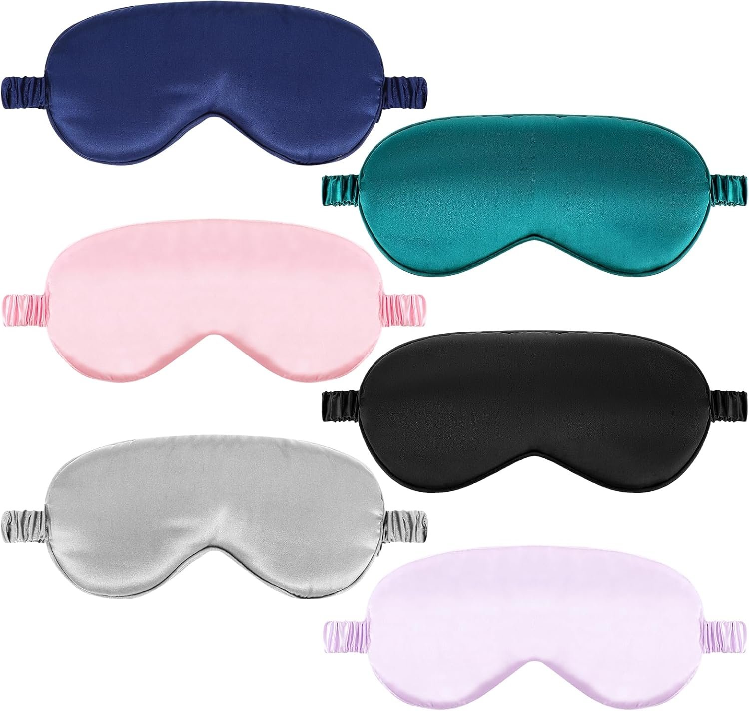 Silk Sleep Masks, 6 Pack Eye Masks for Sleep, Soft Satin Eye Cover with Elastic Strap for Sleeping, Blindfold Eye Cover for Sleepover Stuff Travel Nap Women Men Gifts