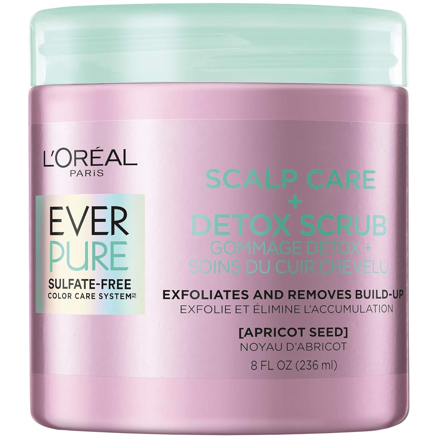 L’Oreal Paris EverPure Exfoliating Scalp Care + Detox Scrub with Apricot seed, 8 Ounce