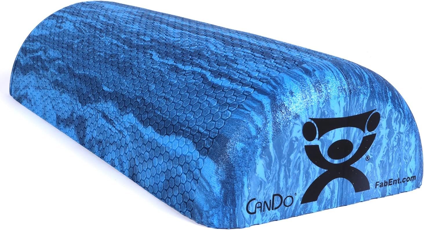 CanDo Premium Blue Marble EVA Foam Roller for Muscle Restoration, Massage Therapy, Sport Recovery and Physical Therapy 6″ x 12″ Half-Round