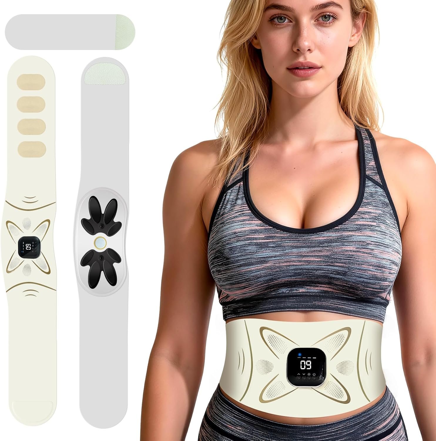 Ab Stimulator Muscle Toner – Heating & Massage Functions, Fat Burning & Abdominal Toning Device, Unisex Portable Home Fitness Equipment for Women Men Gifts