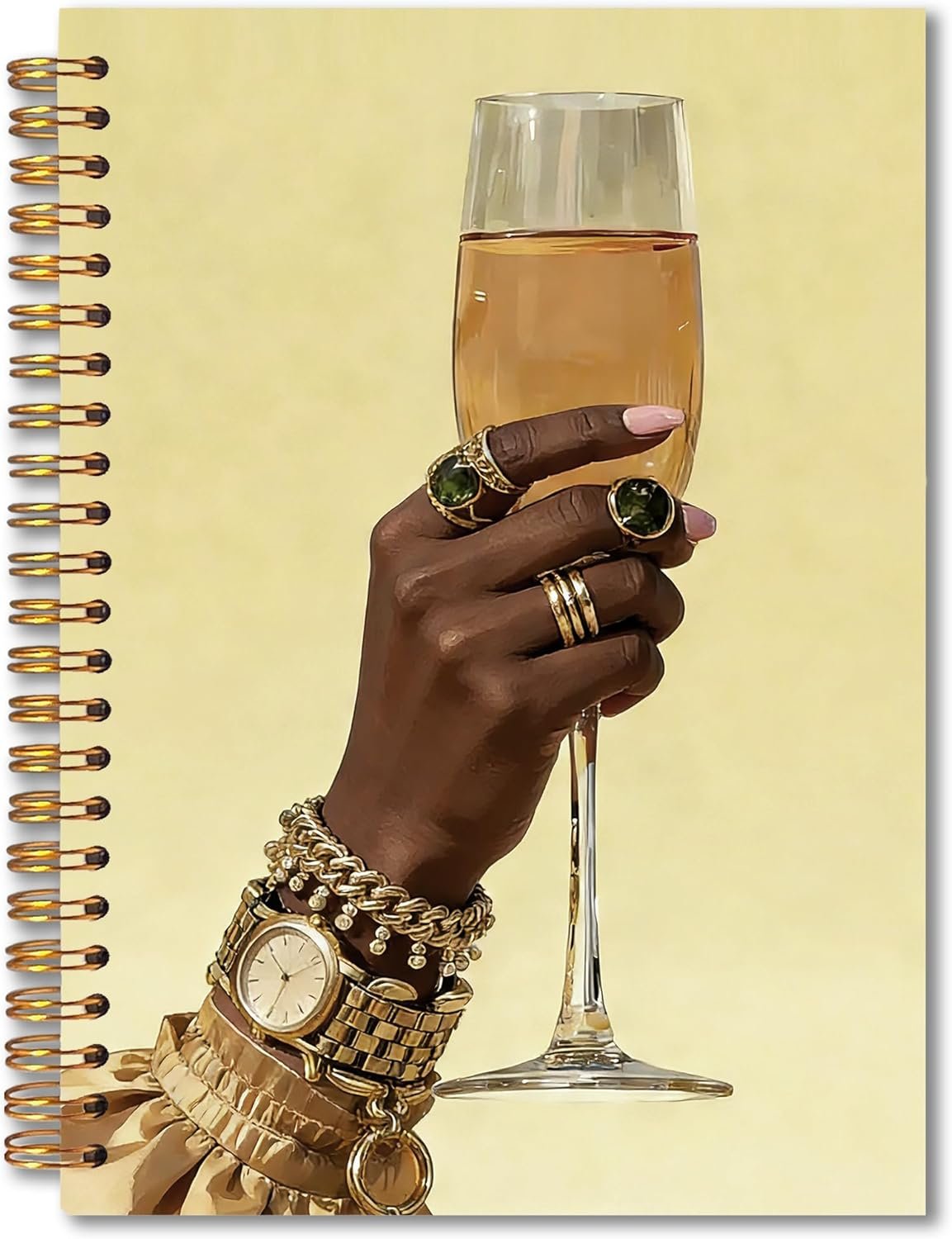 Inspirational Black Woman Champagne Spiral Notebook 5.5×8.3, African American Gifts for Women Journal, Luxury Black Girl Notebook for Note Taking