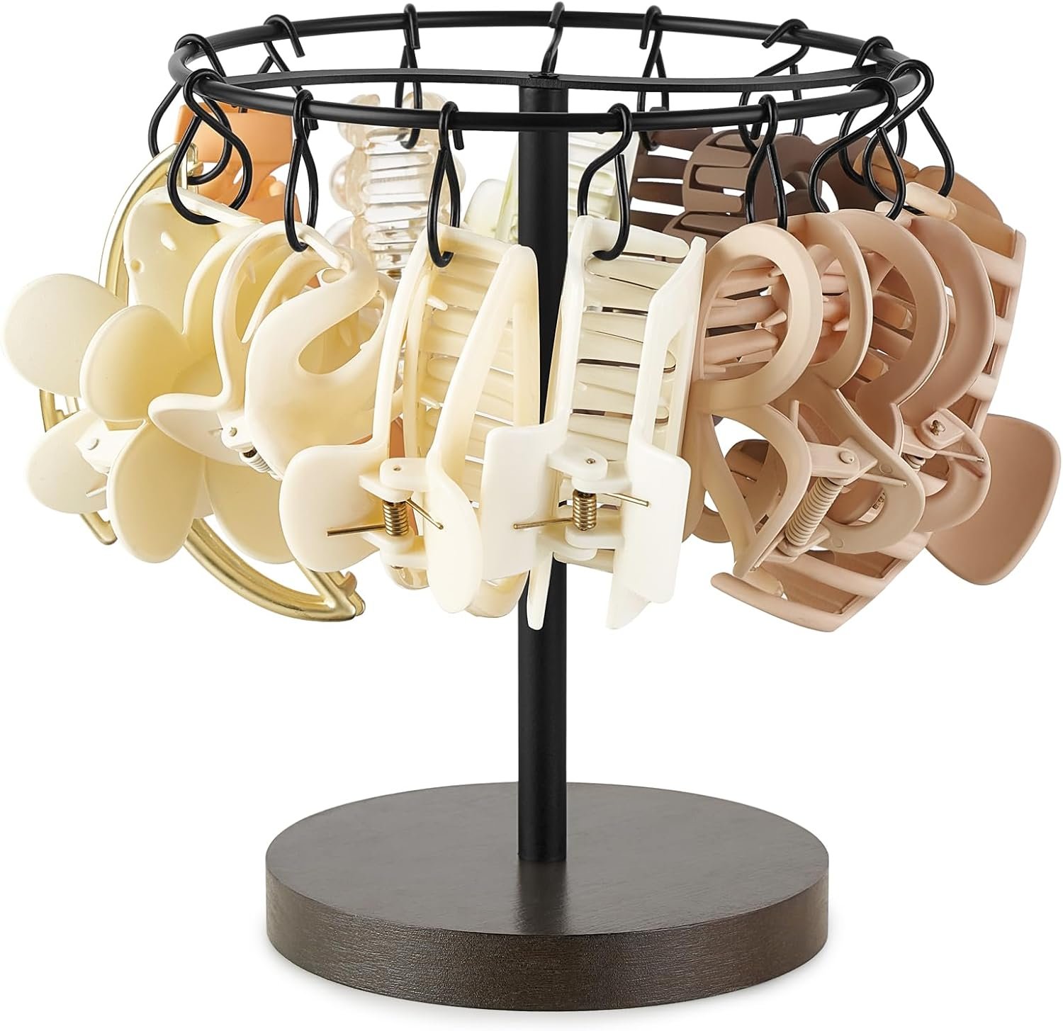 Dahey Metal Claw Clip Organizer Holder Stand Storage Display Hair Accessories Bedroom Bathroom College Dorm Room Decor for Women and Girls, Brown