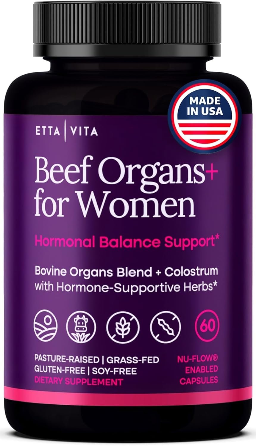 Primal Beef Organ Supplement for Women (Made in USA) Boosted w Shatavari, Maca, Ashwagandha, and Chasteberry – Grass Fed Uterus, Ovary, Liver, Kidney, Heart Bone Matrix, Gotu Kola and Queen Colostrum