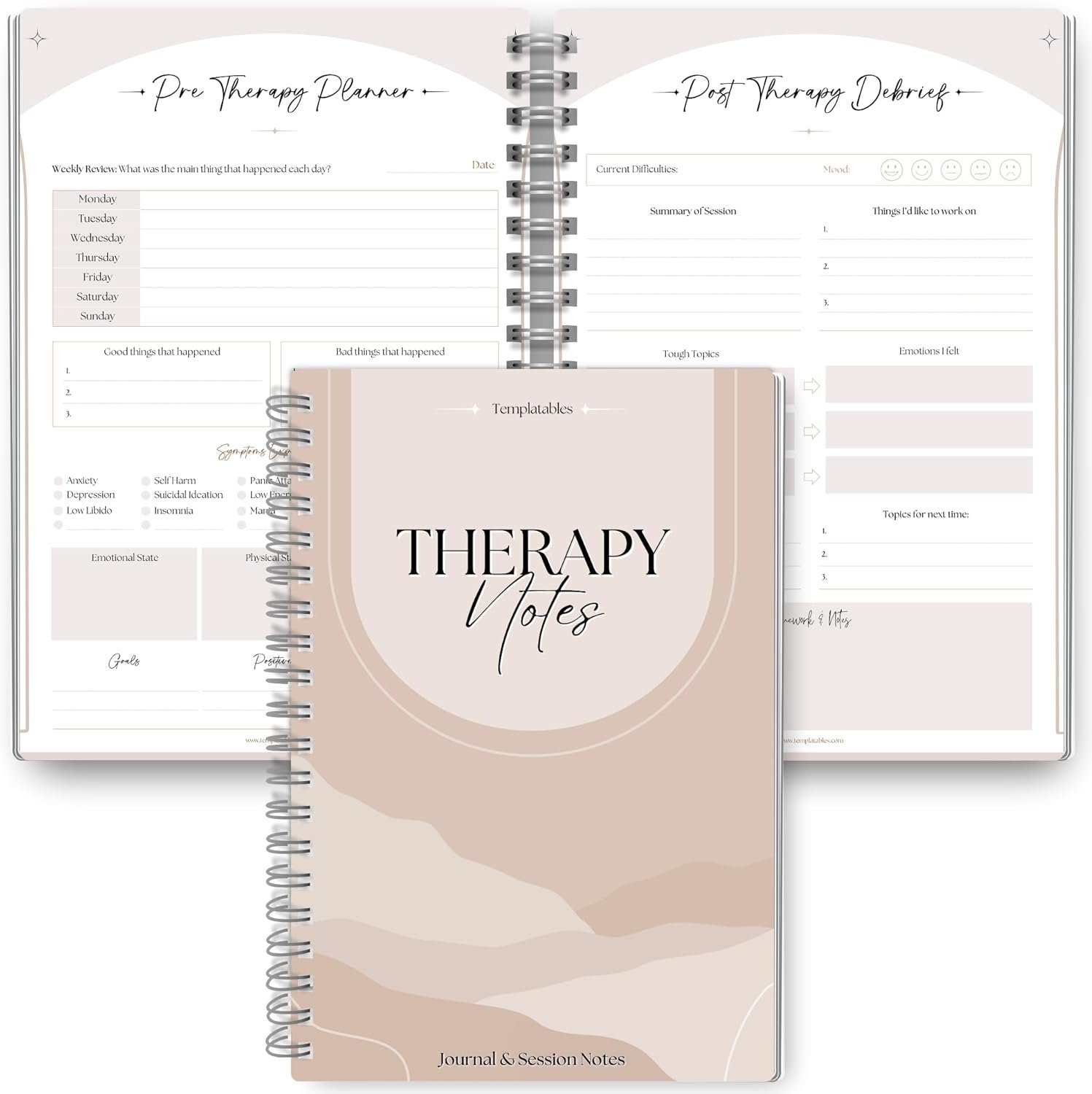 Therapy Notes Journal – Pre & Post Therapy Planner for Reflection, Journaling & Self-Discovery | Premium 120gsm Paper with Soft Touch Cover | A5 Lux