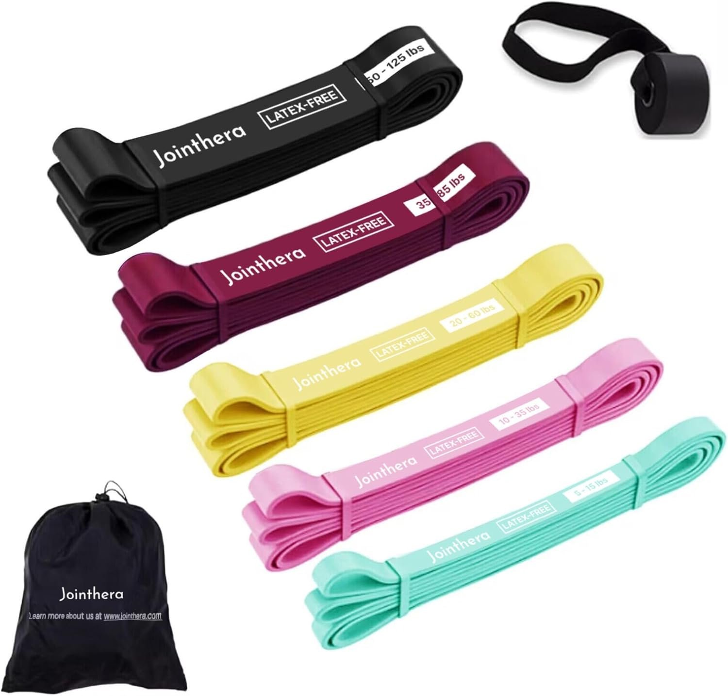 Premium Latex Free Resistance Bands for Working Out – Set of 5 + Carrying Bag | Non Latex Pull Up Loop Workout Bands Resistance for Women and Men | Stretching, Exercise and Muscle Training