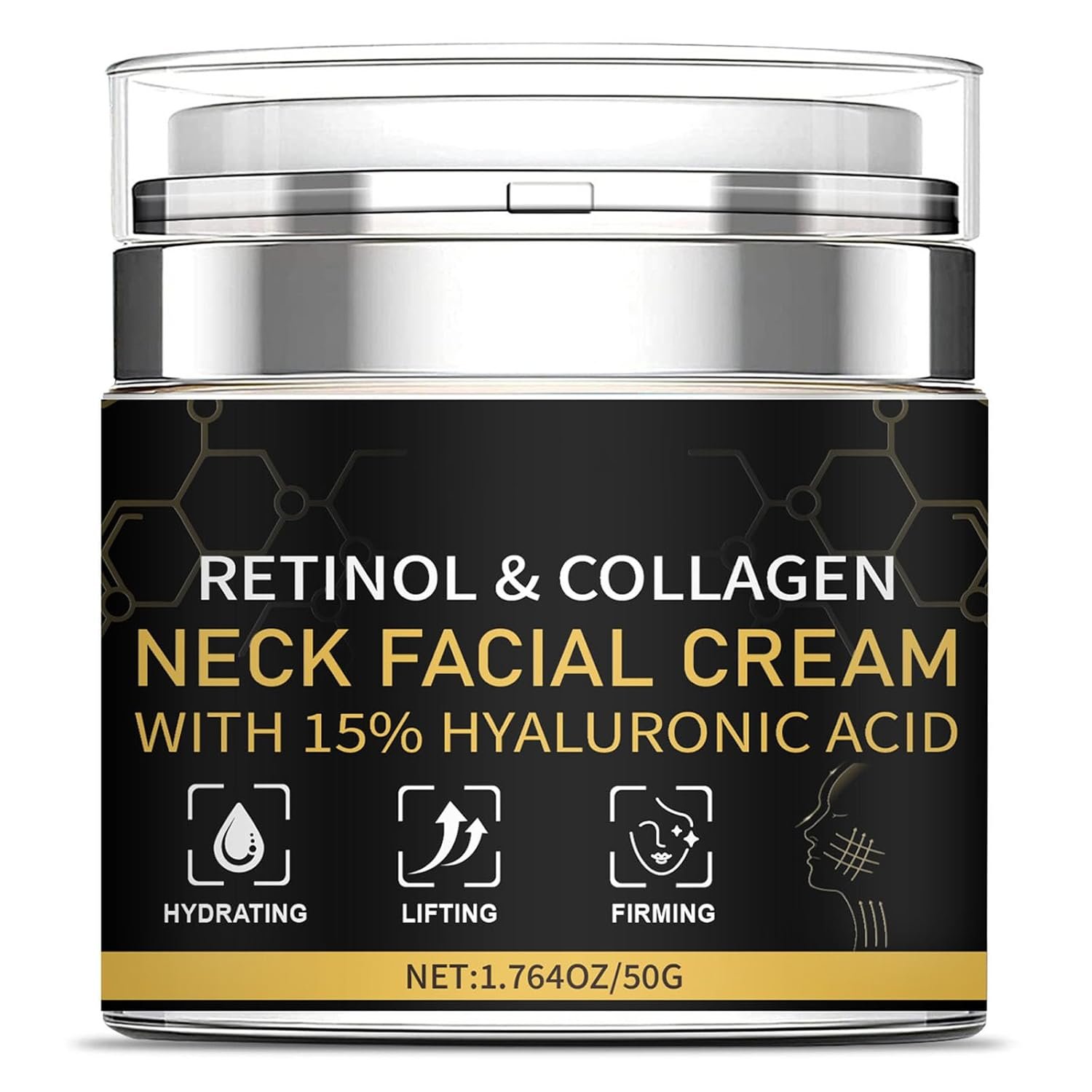 Retinol Cream for Face with 15% Hyaluronic Acid, Collagen Face Moisturizer for Neck Facial for Lifting Firming Skin, Day-Night Anti-Aging Cream for Wrinkles, Fine Lines and Dryness 1.76 Fl Oz