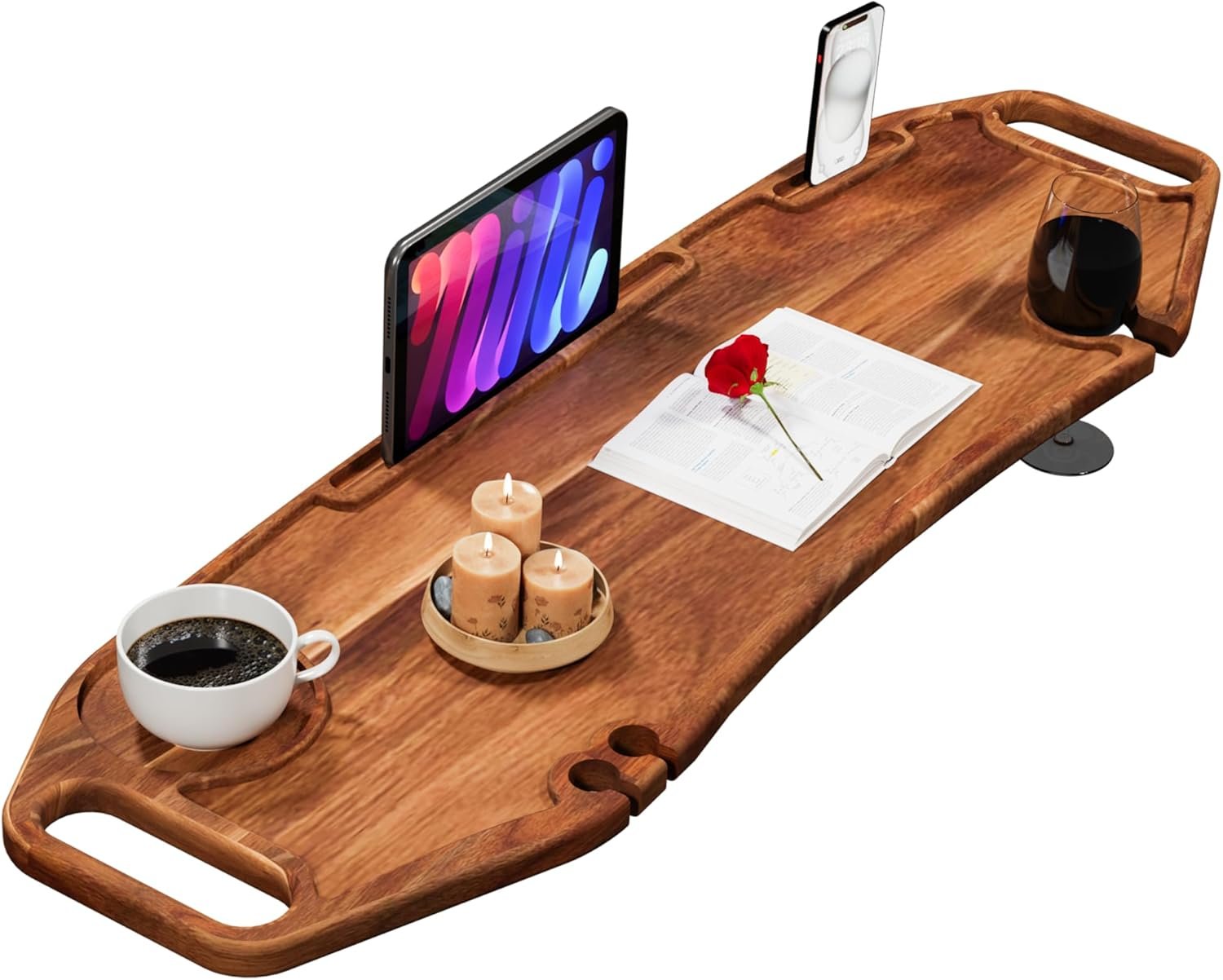 Lush & Style Premium Large Bathtub Tray Large & Thick 35×10 Inch, Acacia Wood Luxury, Waterproof, Non-Toxic, Adjustable Legs, No Tools Required,Caddy Tray, Luxury Bath Accessories,New Home Essenials