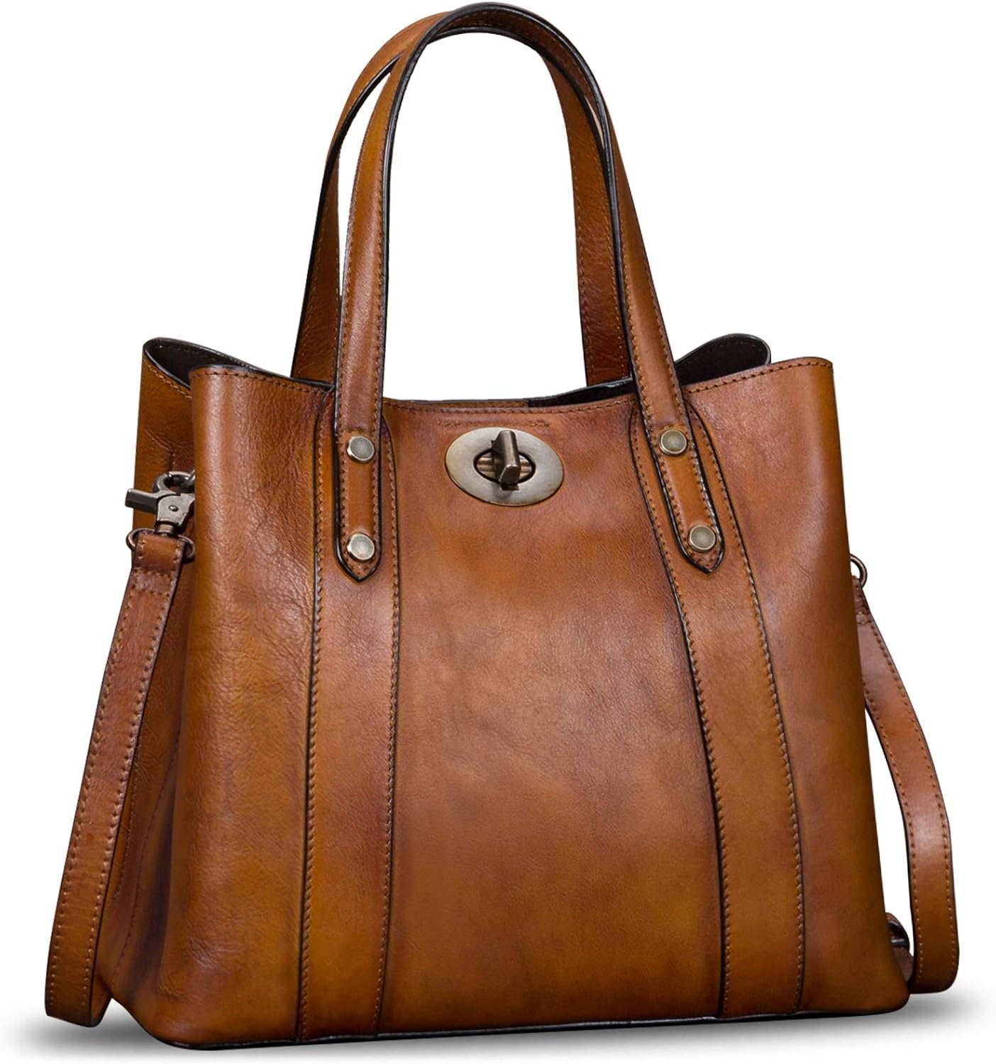 Genuine Leather Handbags for Women Satchel Purses Vintage Handmade Shoulder Bag Cowhide Top Handle Handbag Totes | Genuine Leather, Vintage, Handmade, Cowhide, Top Handle, Handbag