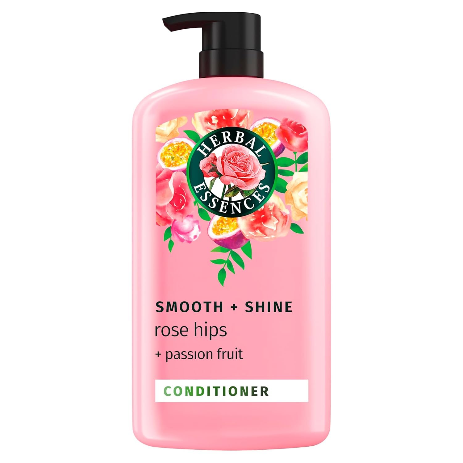 Herbal Essences Conditioner, Rose Hips + Passionfruit – Smooth Collection, Shiny Hair with Vitamin E & Jojoba, Safe for Color Treated Hair, Floral Scent, Cruelty-Free, Dermatologist-Tested, 29.2 Fl Oz