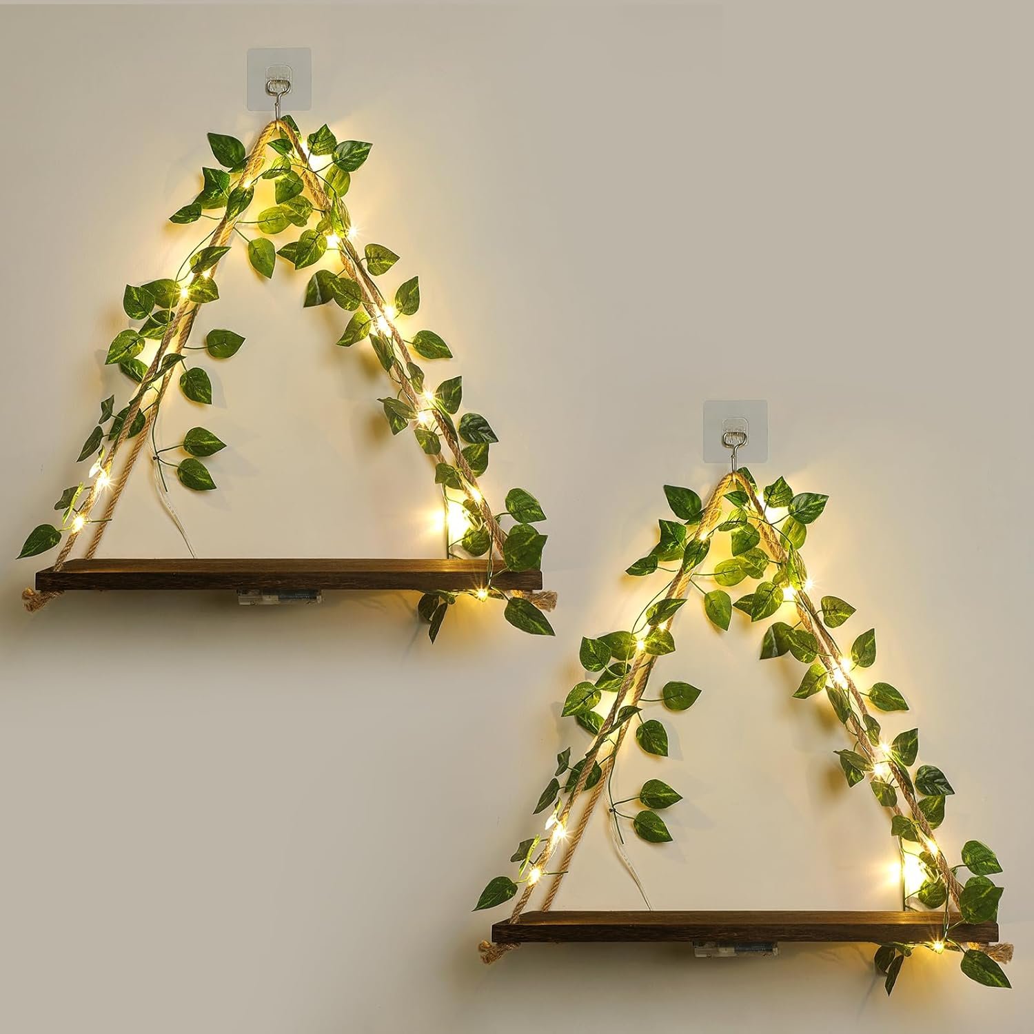 JOPSTDI Floating Shelves for Wall, Plant Wall Decor, Hanging Shelf, Cottage Core Decor, Room Decor Aesthetic, Trinket Shelf, Two-Piece Set, No Drilling