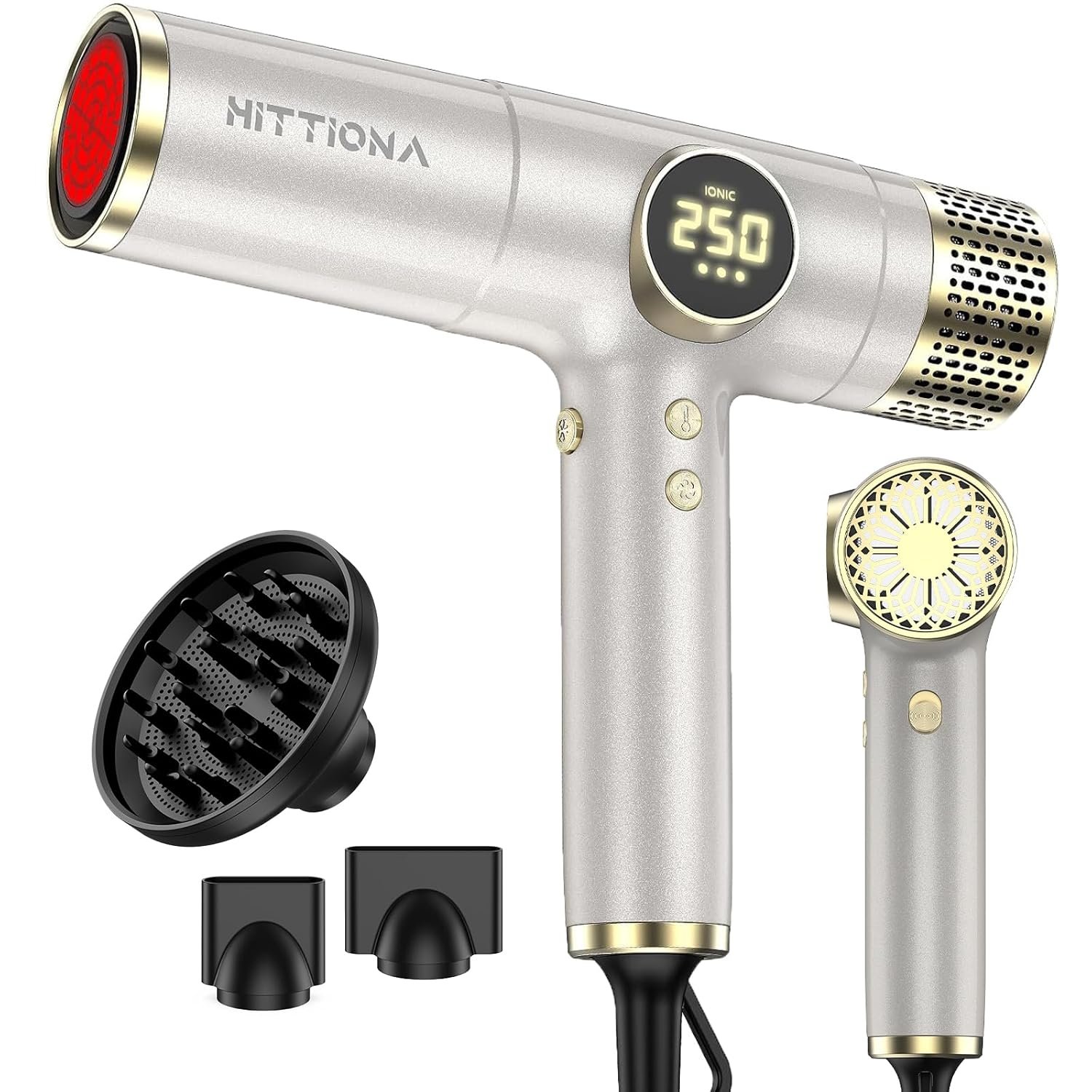 Infrared Ionic Hair Dryer with Diffuser – 2000W Dual Voltage Blow Dryer Gift for Women, Fast Drying, Frizz Control, Lightweight & Low Noise, Red Light & Negative Ions, European Travel 110V-240V