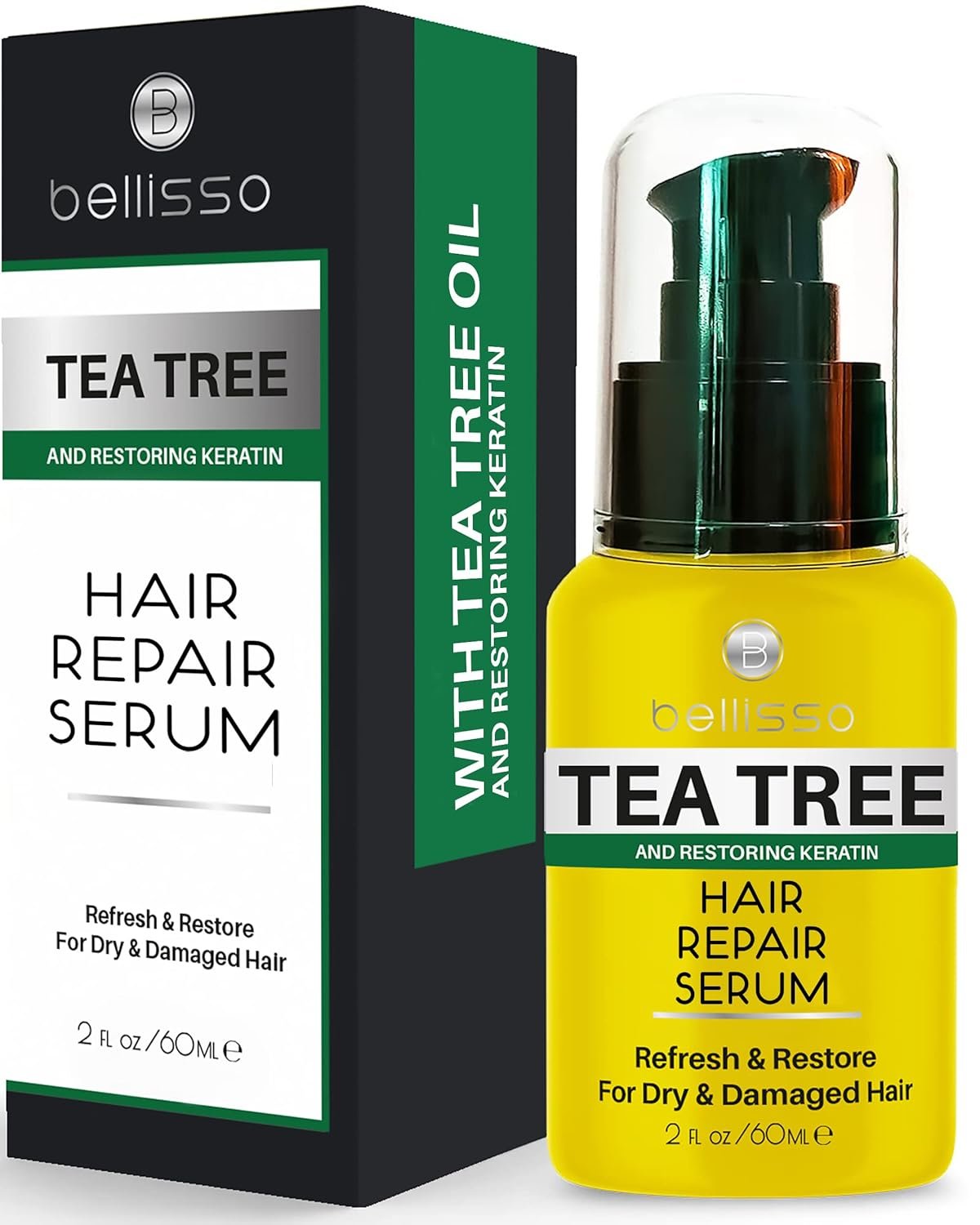 Tea Tree Oil Hair Serum – Moisturizer Treatment for Fighting Dandruff and Repair Dry, Damaged Hair and Itchy Scalp – Care and Styling Products for Women and Men – With Anti Frizz Keratin for Shine