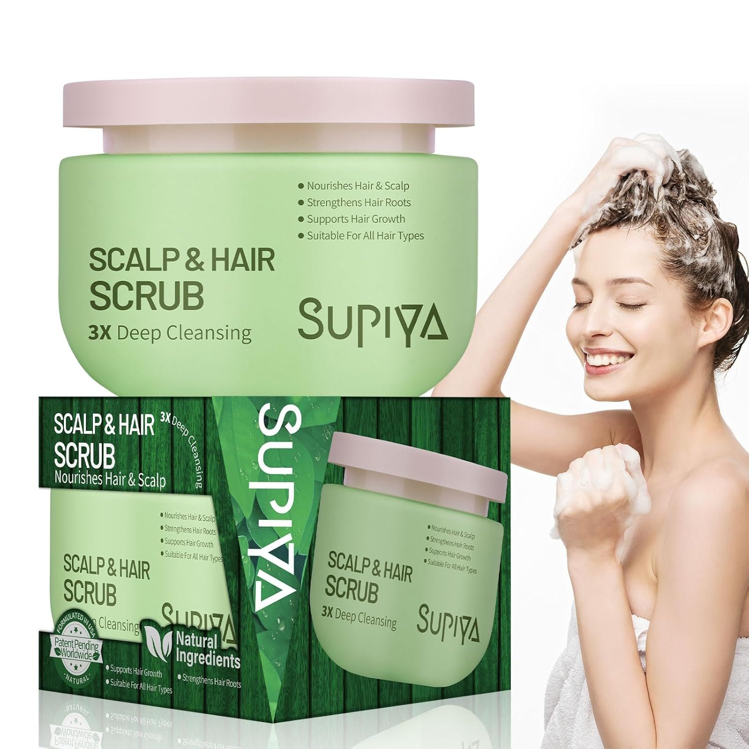 Exfoliating Scrub for Deep Cleanse – Natural Scalp Scrub Shampoo for Men & Women, Gently Exfoliation & Hydration, Making Hair Thicker and Stronger, 8.8oz