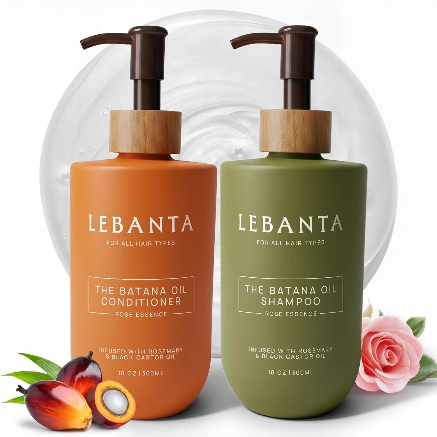 Lebanta Batana Oil Shampoo and Conditioner Set – Sulfate Free Organic Hair Growth, Thickening & Hydrating Rosemary Formula For Thinning, Damaged or Curly Hair – Natural Hair Regrowth Gifts for Women