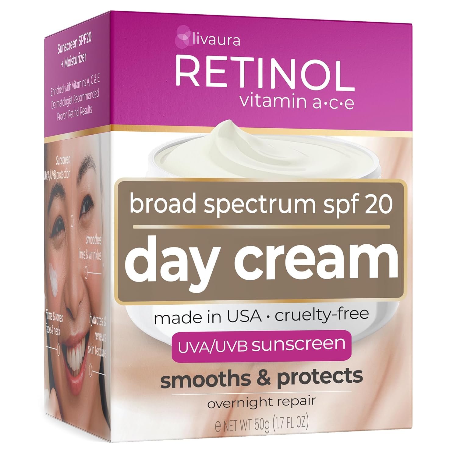 Retinol LIVAURA Skincare LdeL Cosmetics Cream Vitamins A + C + E (Day Cream)