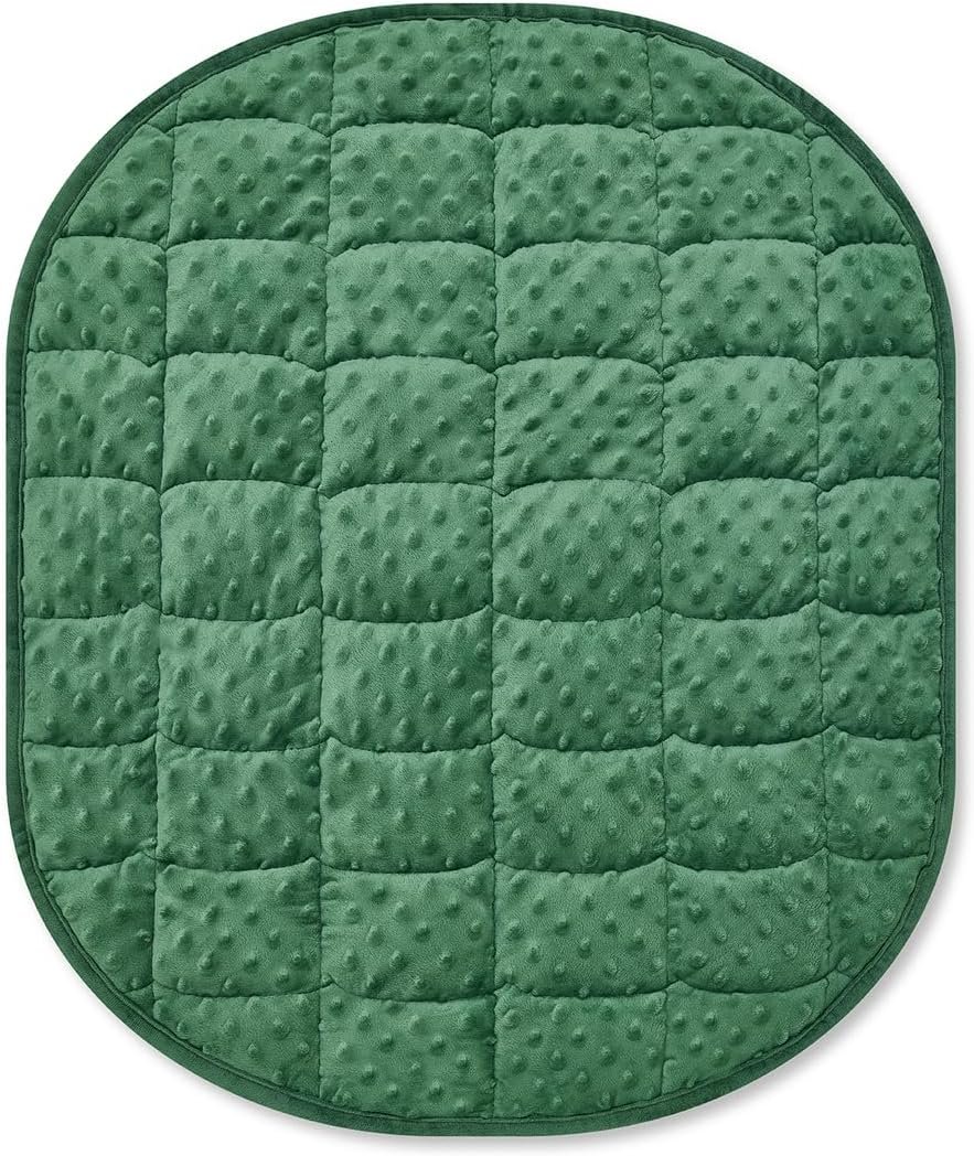 TONGDADA Weighted Lap Blanket 7lbs for Adult,Perfect for Relaxation, Lounging, Napping, Sleeping & Travel,Luxury Minky Weighted Body Blanket,Weighted Throw Blanket-Dark Green Minky Dot, 29″ x 24″