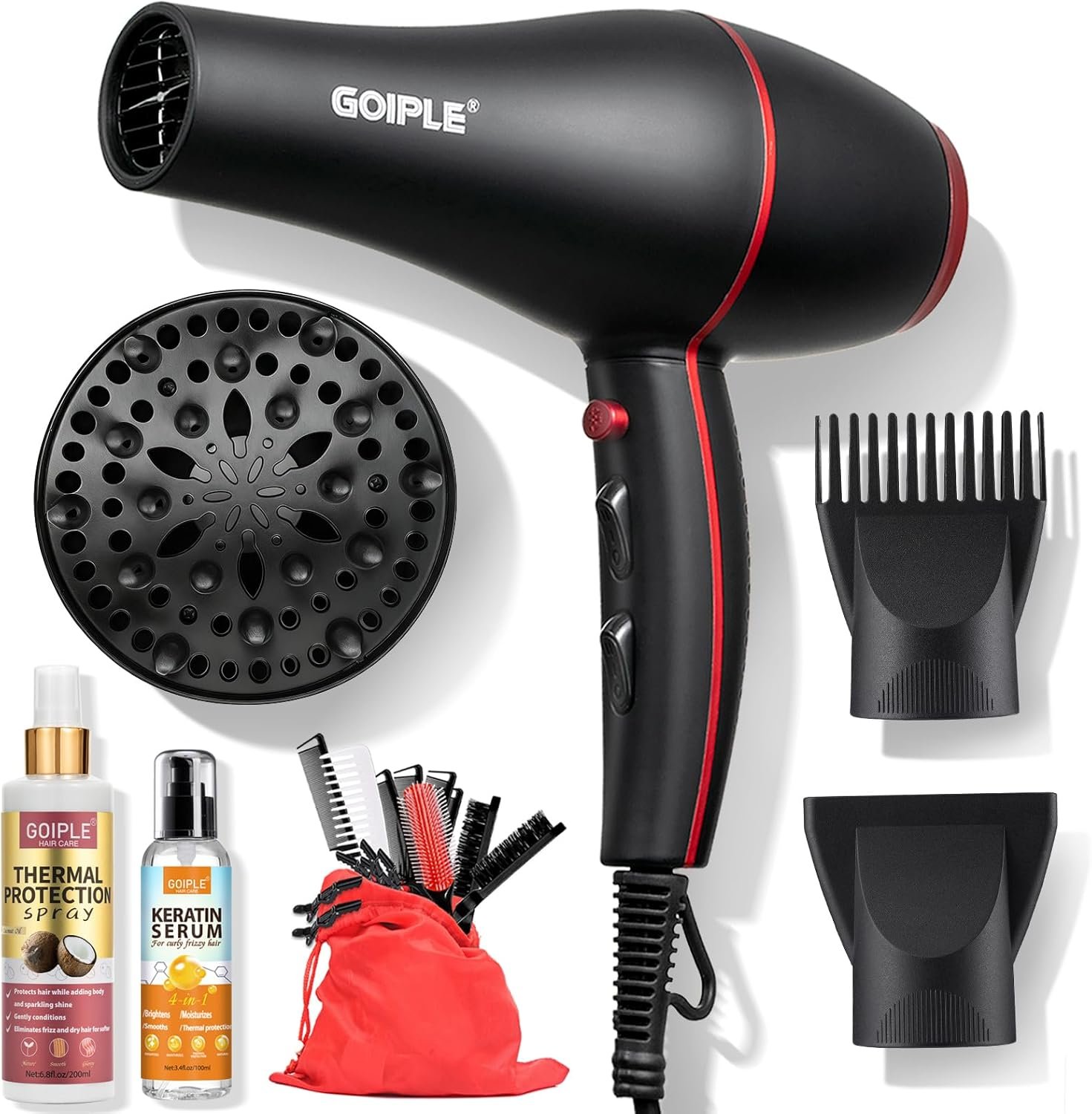21Pcs Professional Hair Dryer Kit – Ionic, Lightweight, Low Noise, Constant Temperature, 1800W Blow Dryer for Women and Men – Includes Hair Dryer, Nozzles, and Accessories Set
