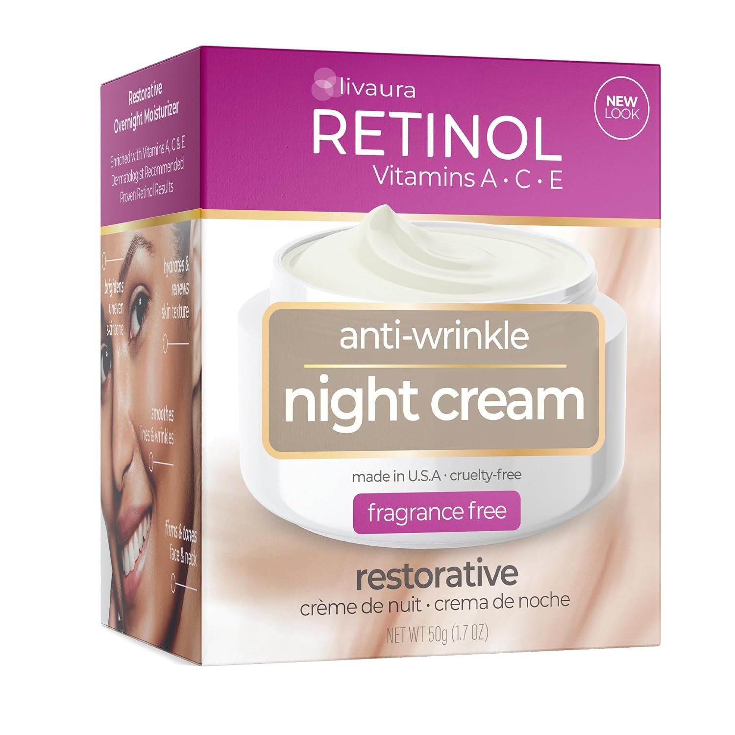 Retinol LIVAURA Skincare LdeL Cosmetics Cream Vitamins A + C + E (Night Cream)