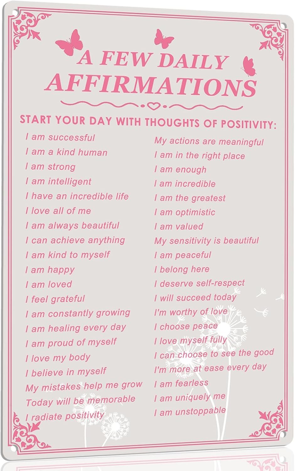 A Few Daily Affirmations Wall Art for Teen Girls – 12×8 Inch Metal Aluminum Sign, Motivational Wall Decor, Inspirational Gifts for Women, Pink Bedroom Decor