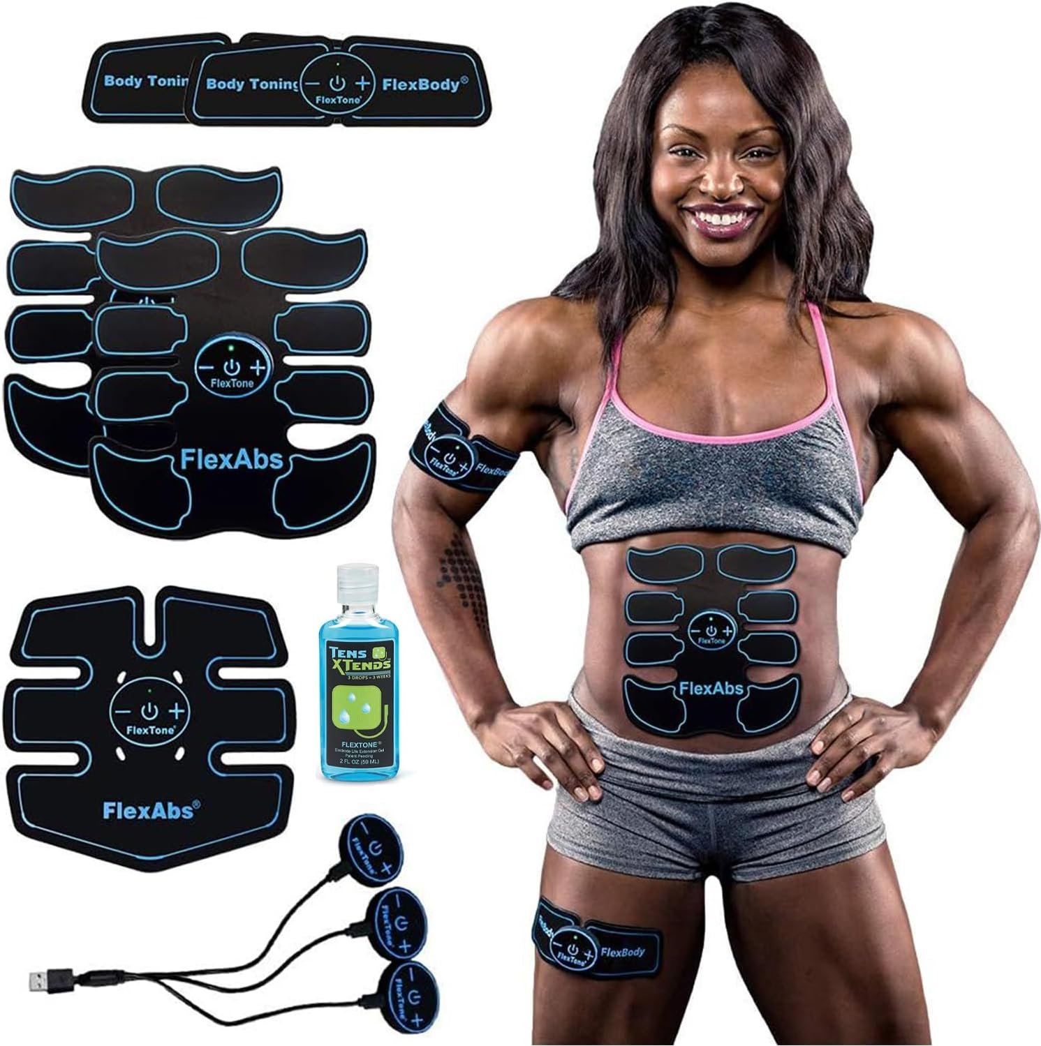 Abs Stimulator Muscle Toner – FDA Cleared – Rechargeable Wireless EMS Massager – The Ultimate Electronic Power Abs Trainer for Men Women & Bodybuilders – Abdominal, Arm & Leg Training (3 Motors)