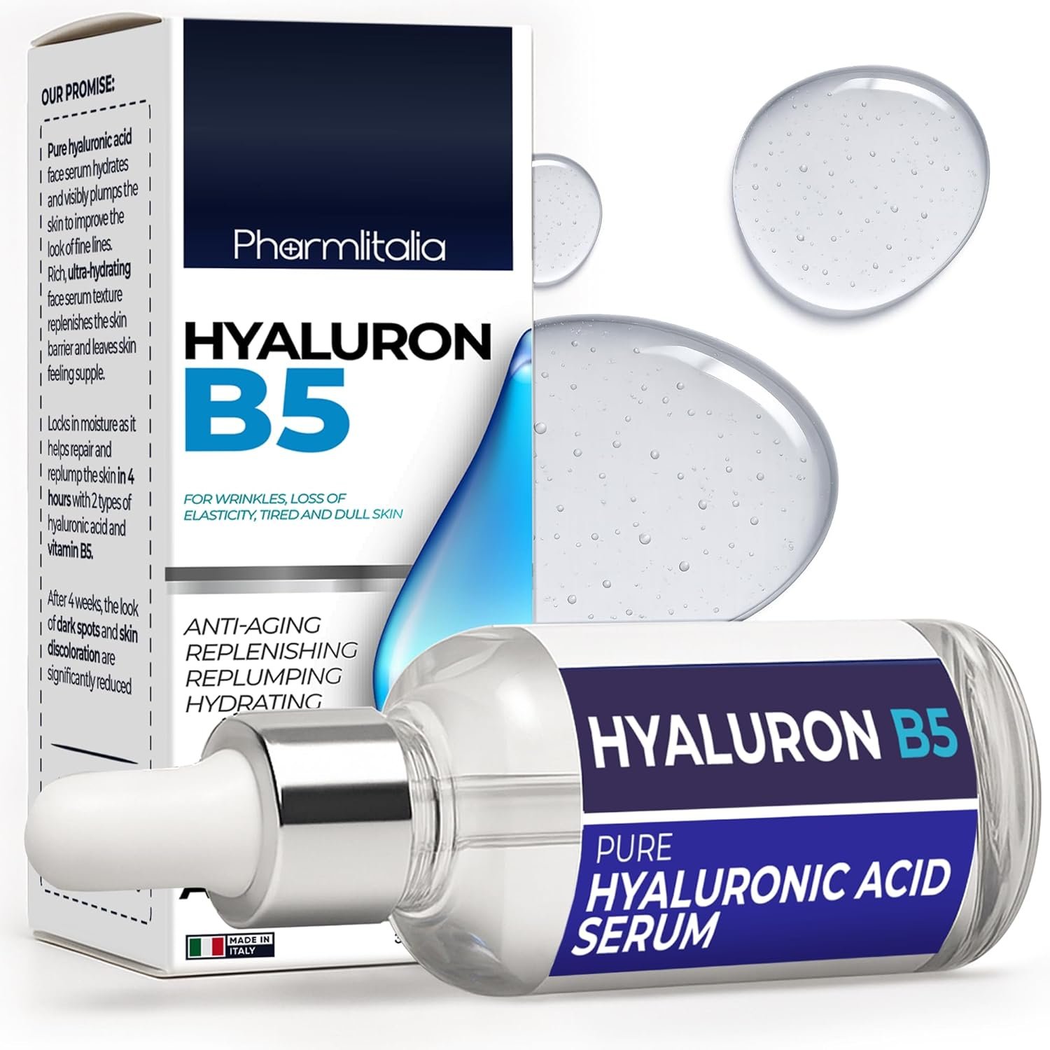 Hyaluronic Acid Serum for Face – 2.5% Hyaluronic Acid + 3% B5 – Acido Hialuronico B5 Serum for Women – Hydrating Formula for Fine Lines, Wrinkles & Anti Aging – 30ml